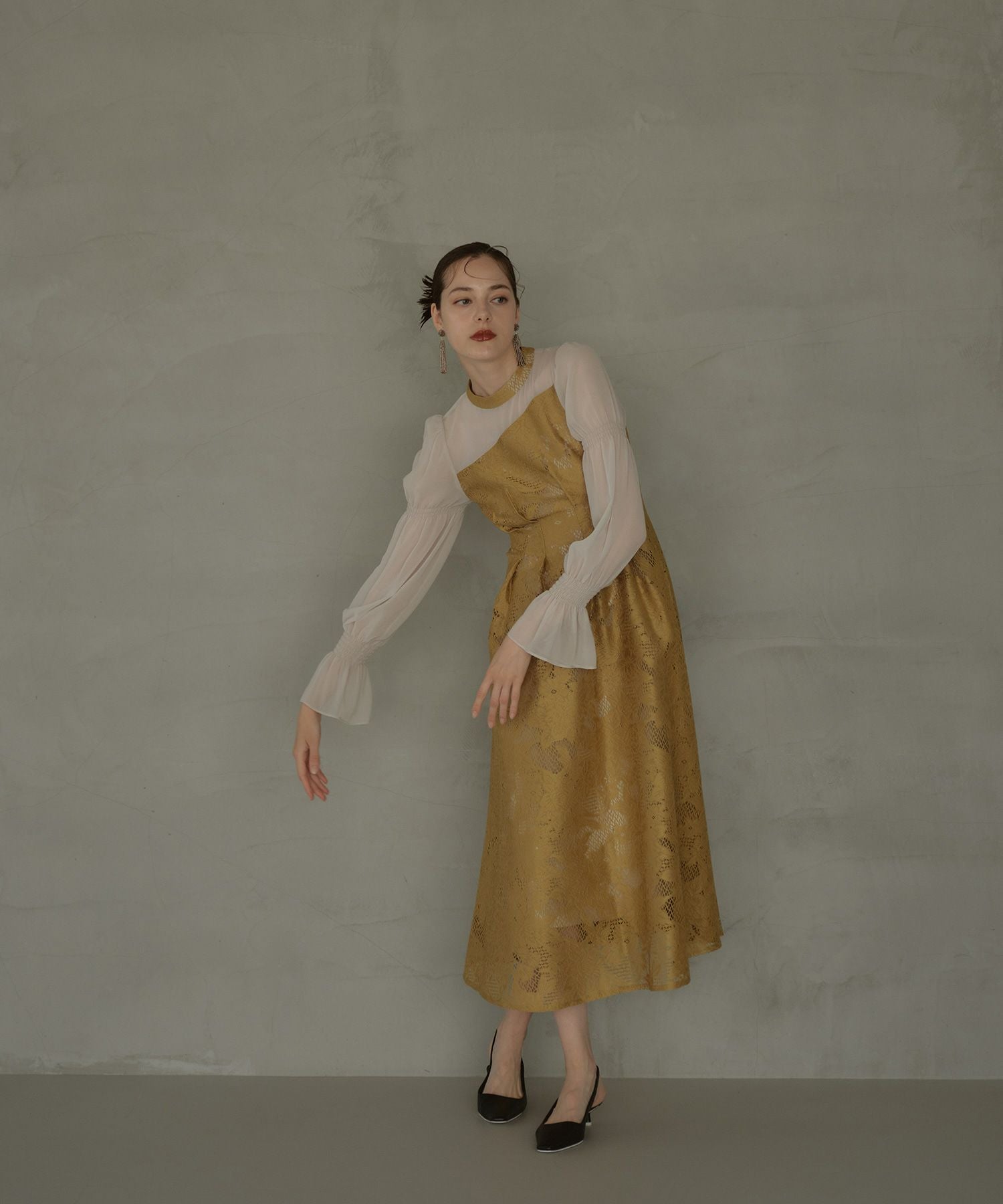 アンドレスド アシンメトリータックドレス 結婚式 お呼ばれ ドレス