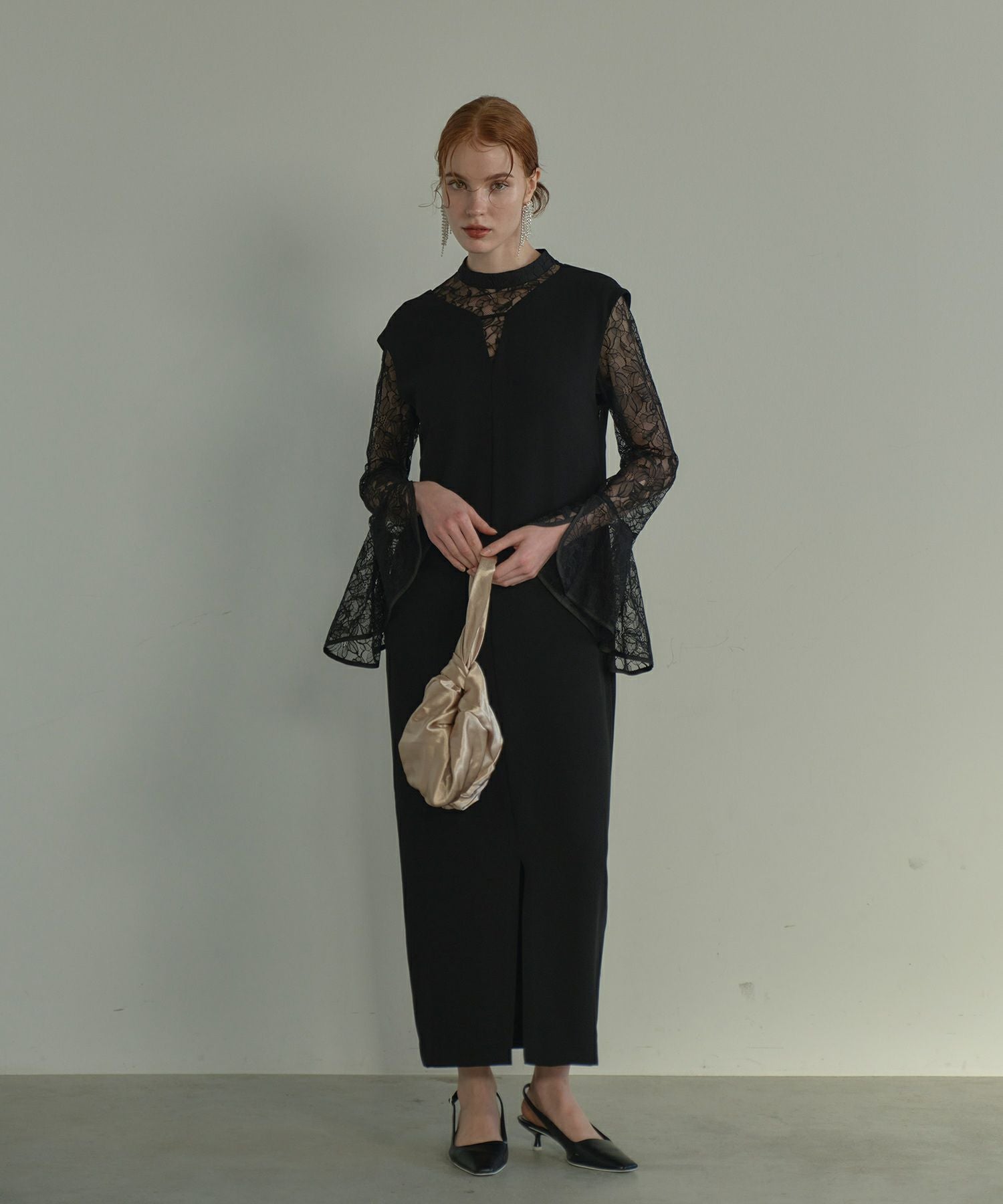 bell sleeve slit dress | ANDRESD