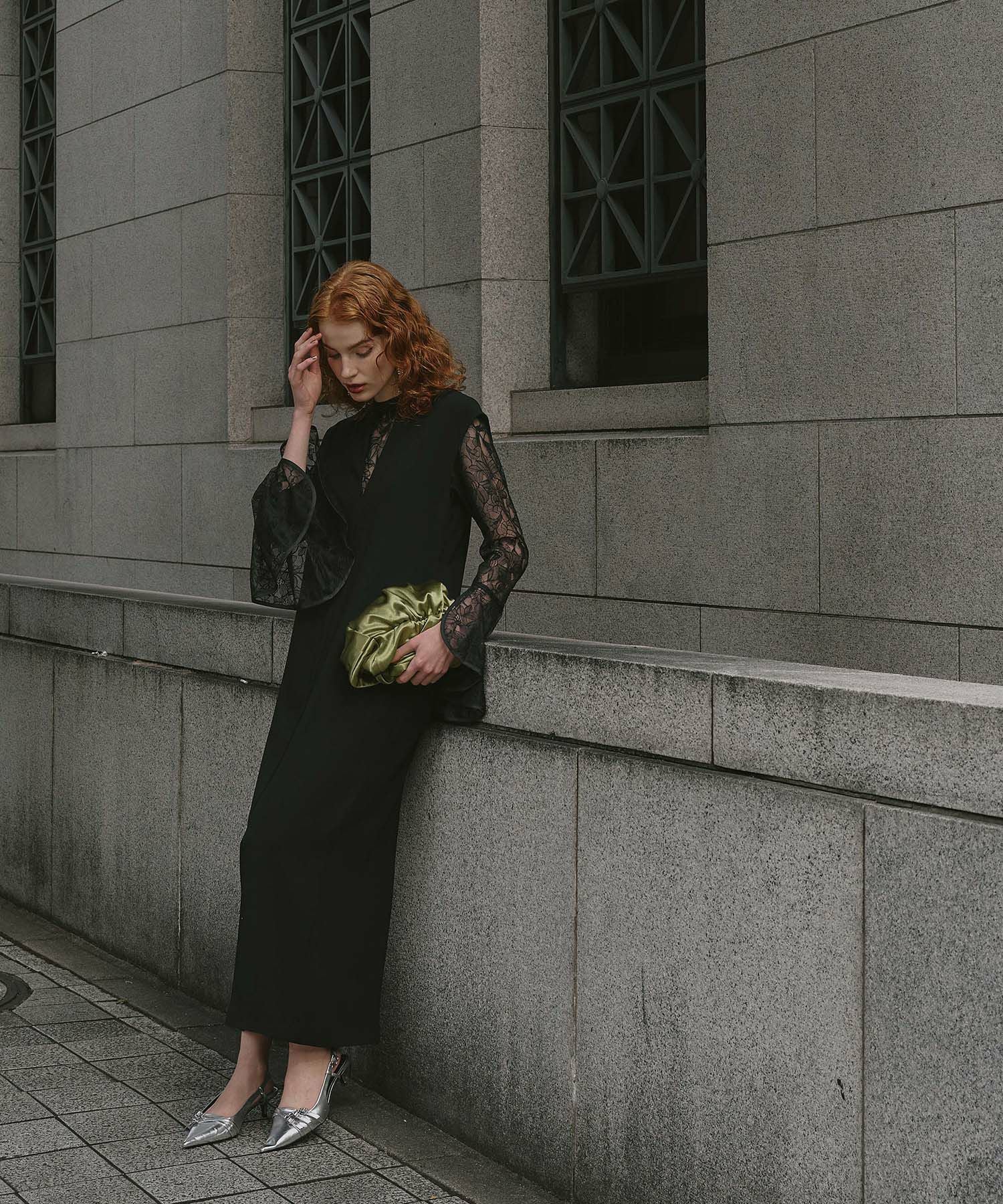 bell sleeve slit dress | ANDRESD