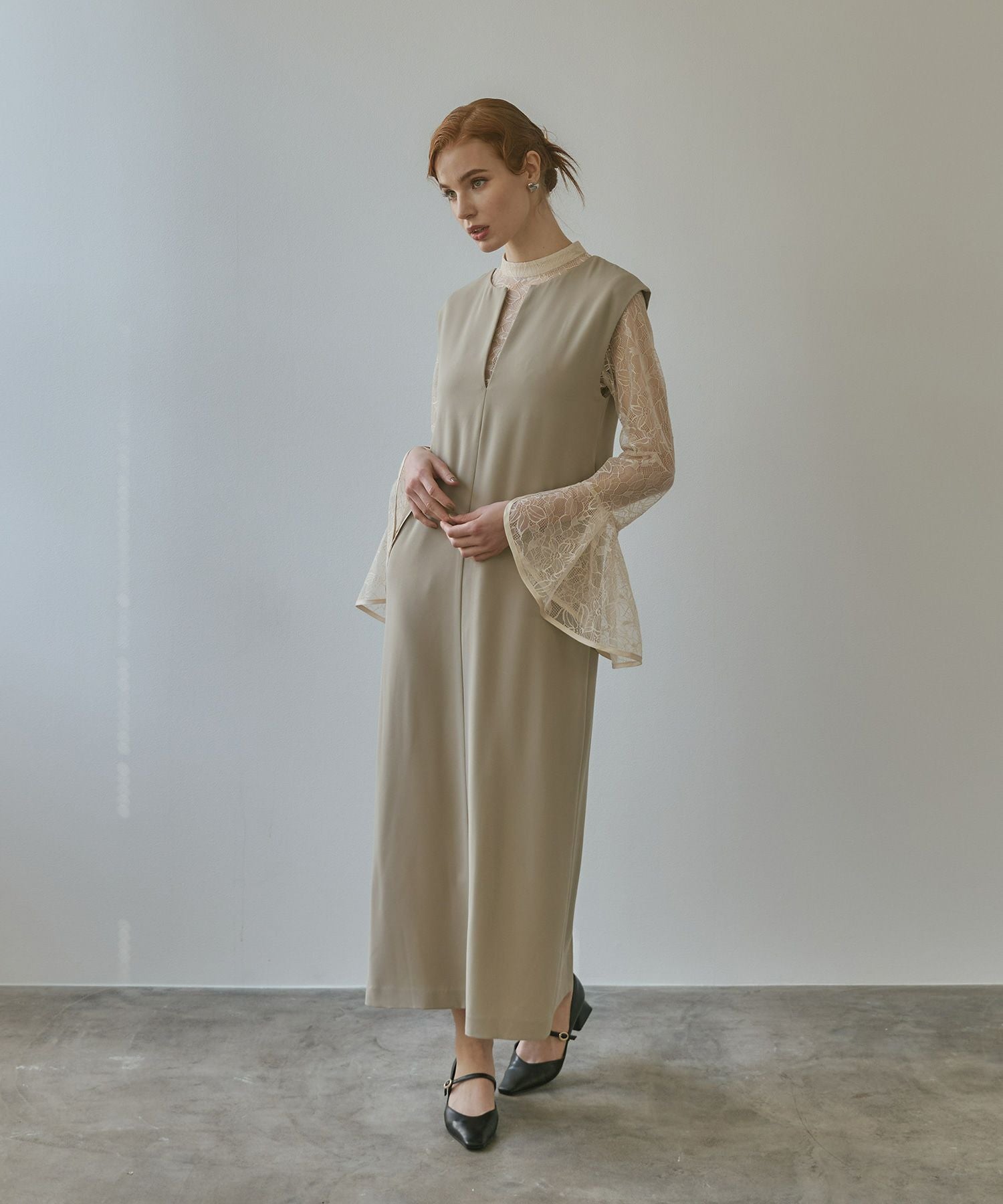 bell sleeve slit dress | ANDRESD