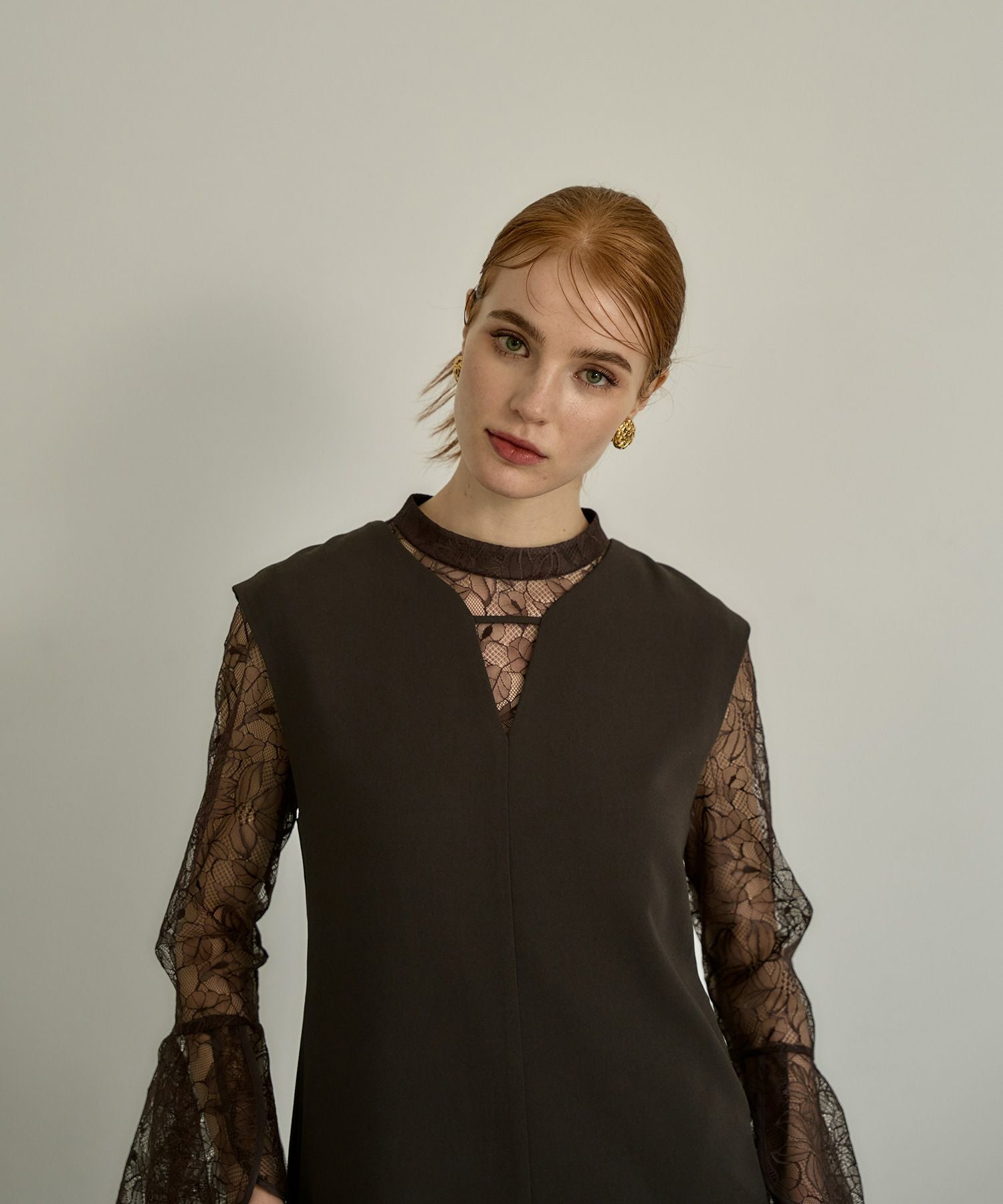 bell sleeve slit dress | ANDRESD