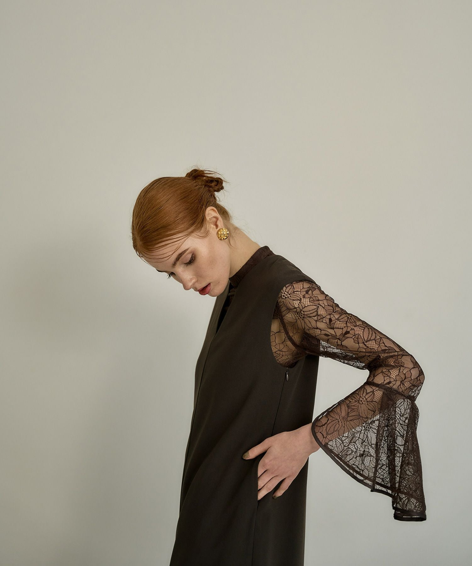 slit sleeve bell ANDRESD ブラウン　Sサイズ dress slit sleeve bell ANDRESD dress 【公式通販】 brown L スーツ・フォーマル・ドレス