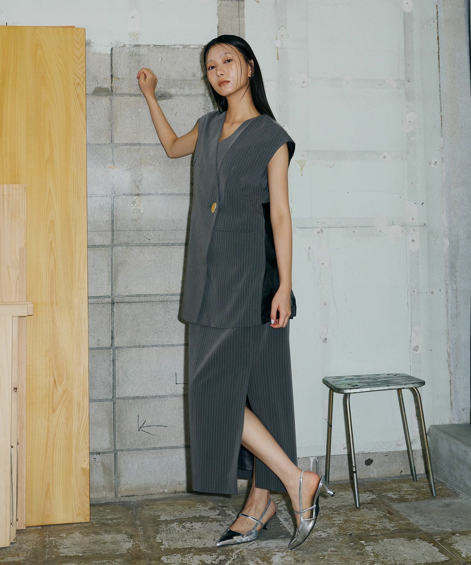 back sheer gilet setup dress | ANDRESD