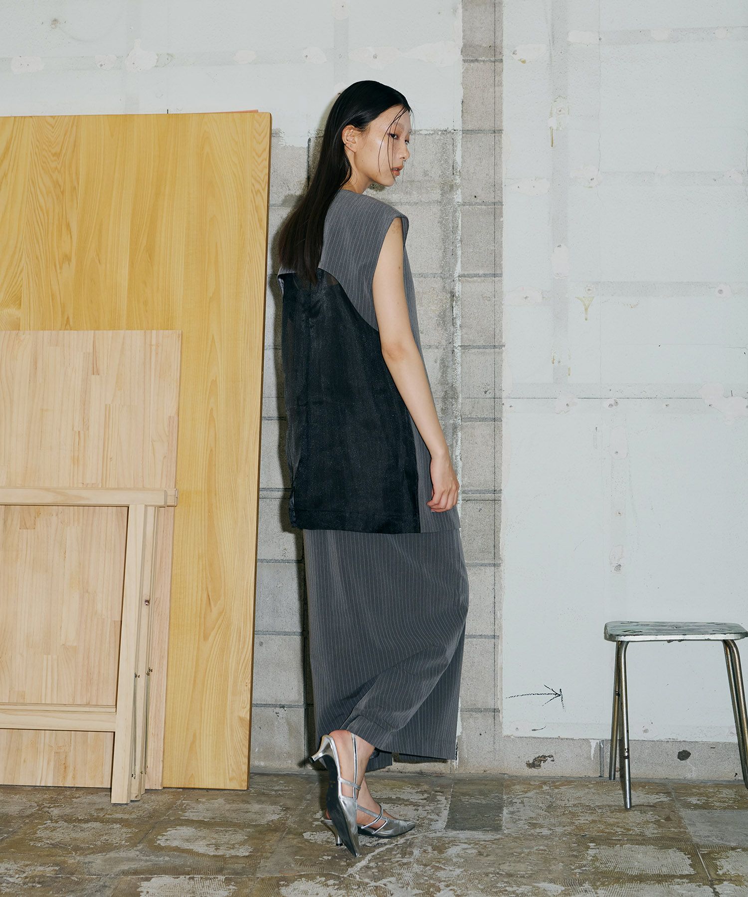 back sheer gilet setup dress | ANDRESD