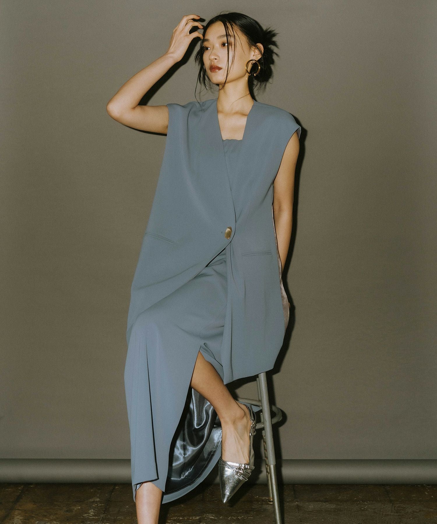 back sheer gilet setup dress | ANDRESD