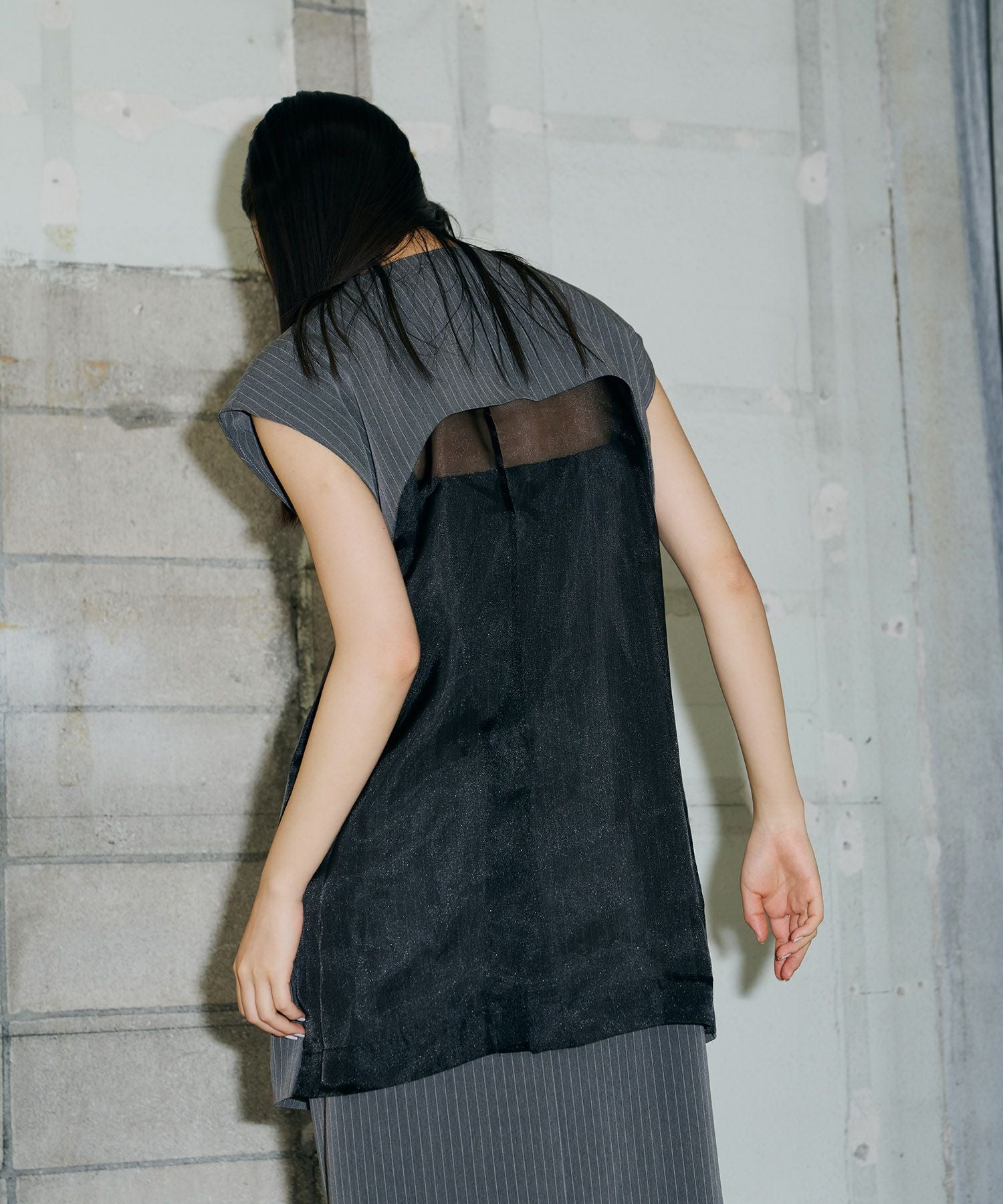 back sheer gilet setup dress | ANDRESD
