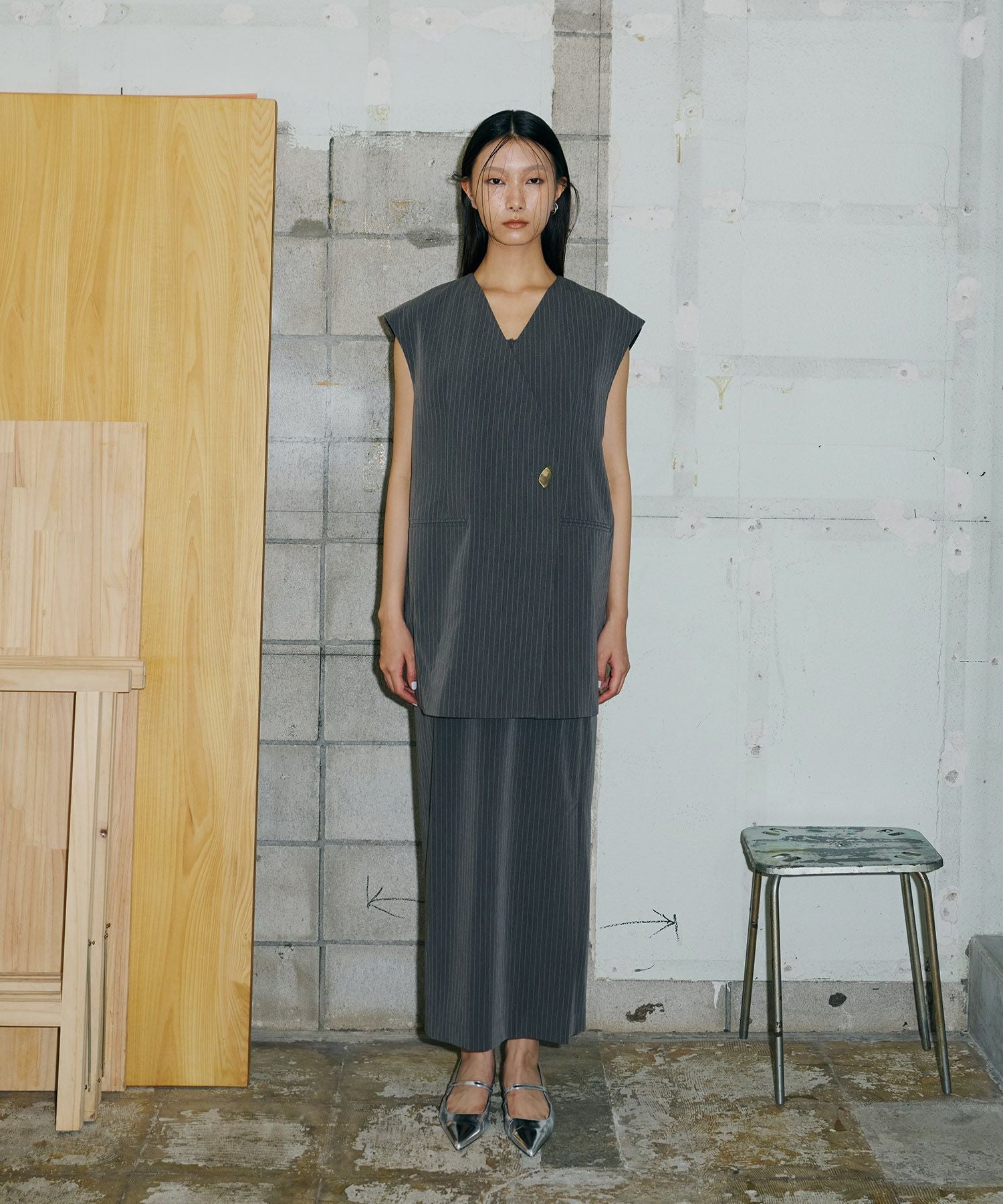 back sheer gilet setup dress | ANDRESD