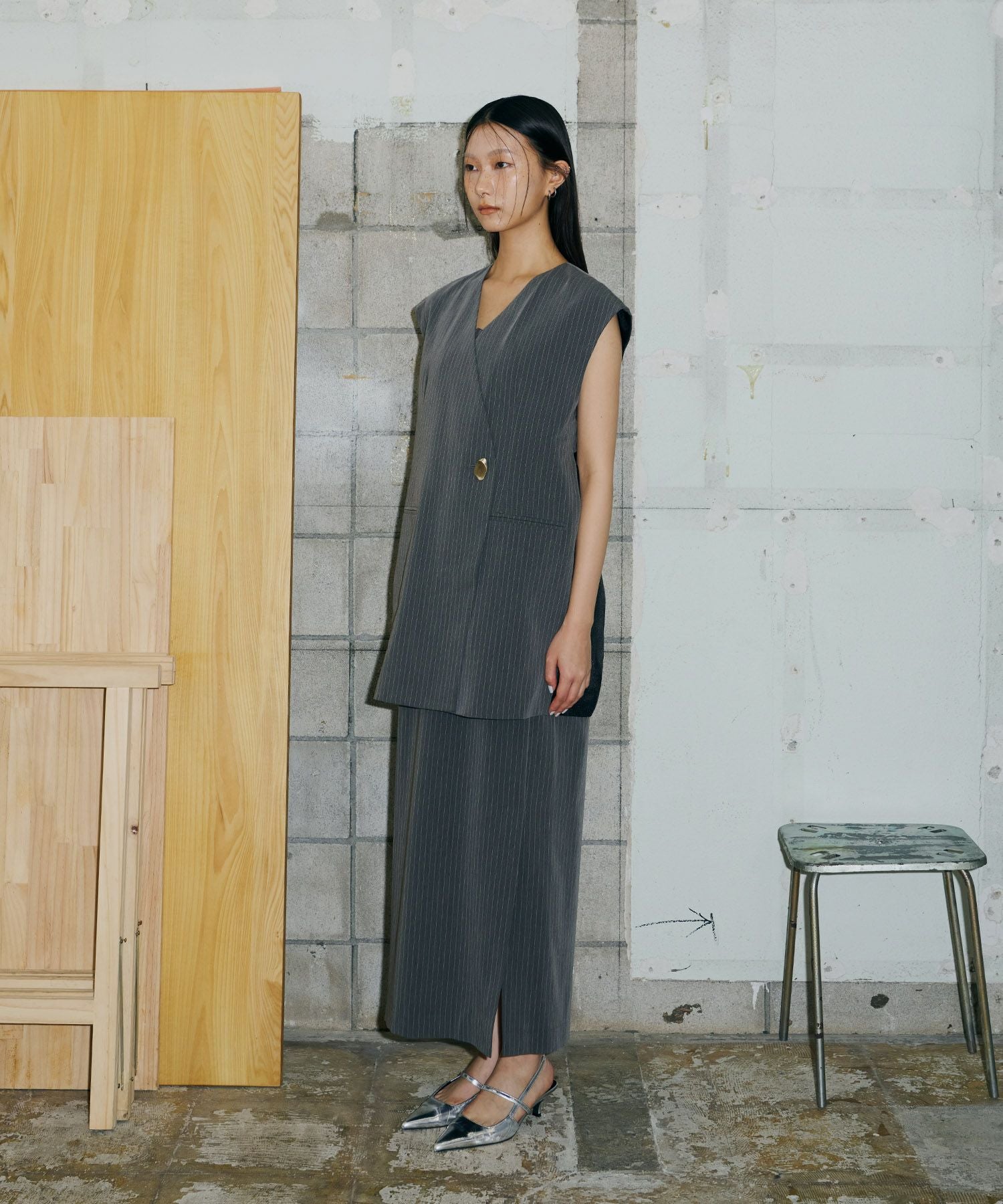 back sheer gilet setup dress | ANDRESD