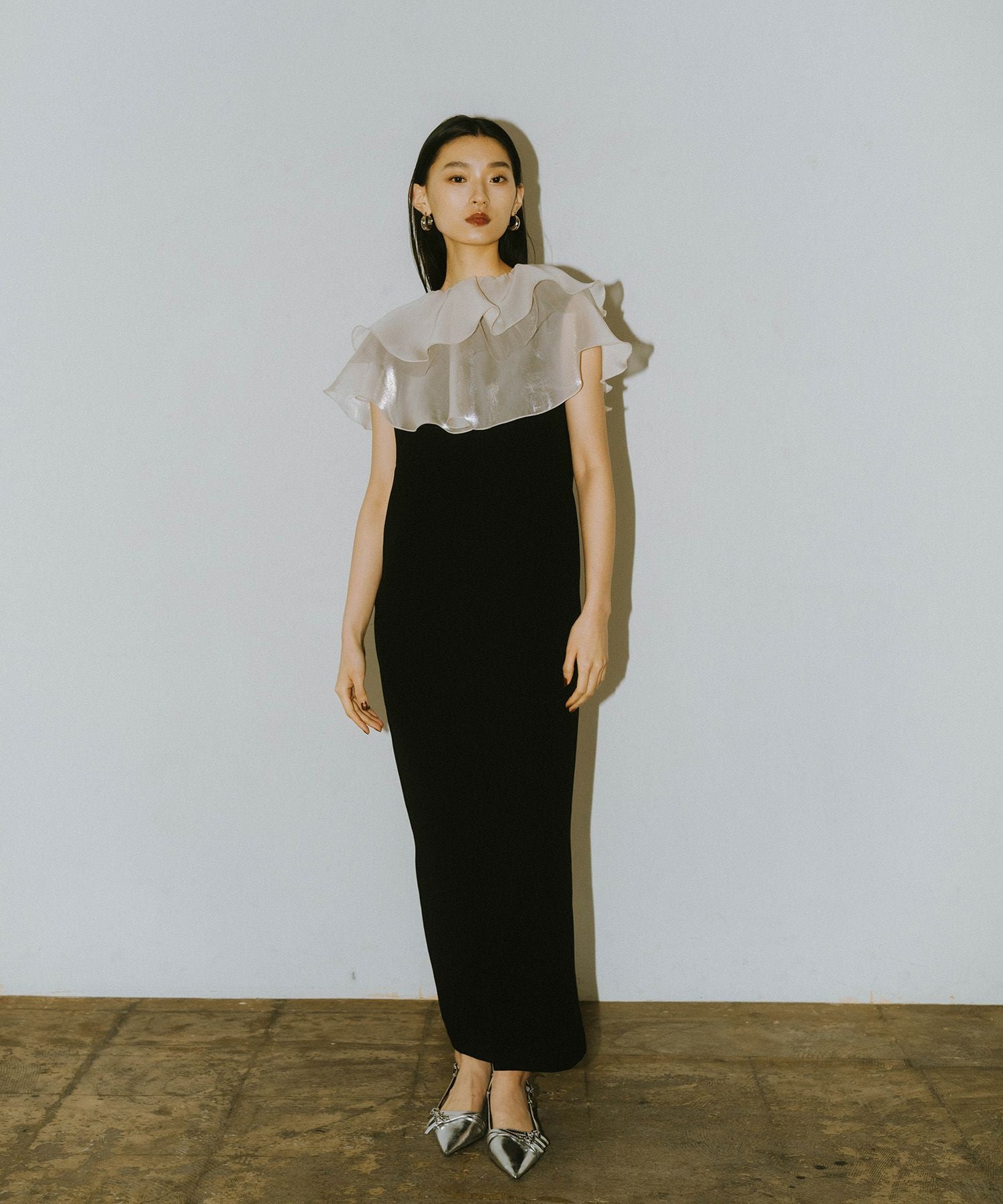 glossy multi ruffle dress | ANDRESD