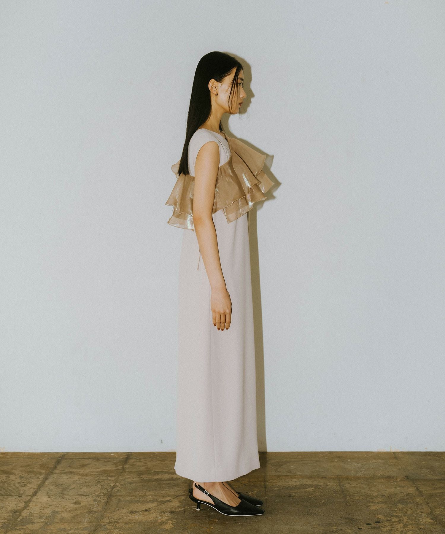 glossy multi ruffle dress | ANDRESD