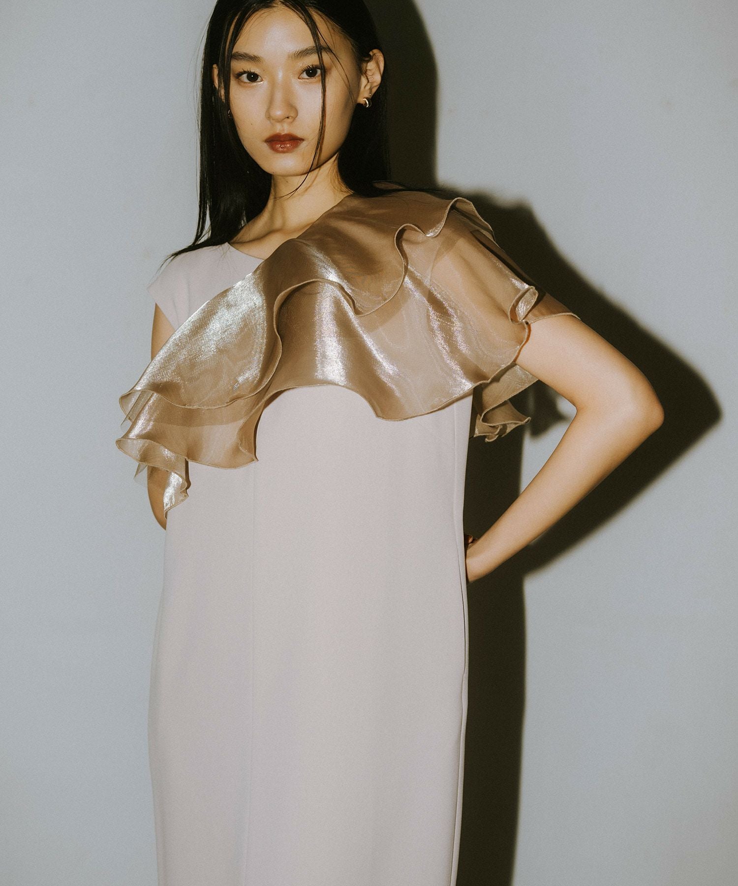 glossy multi ruffle dress | ANDRESD