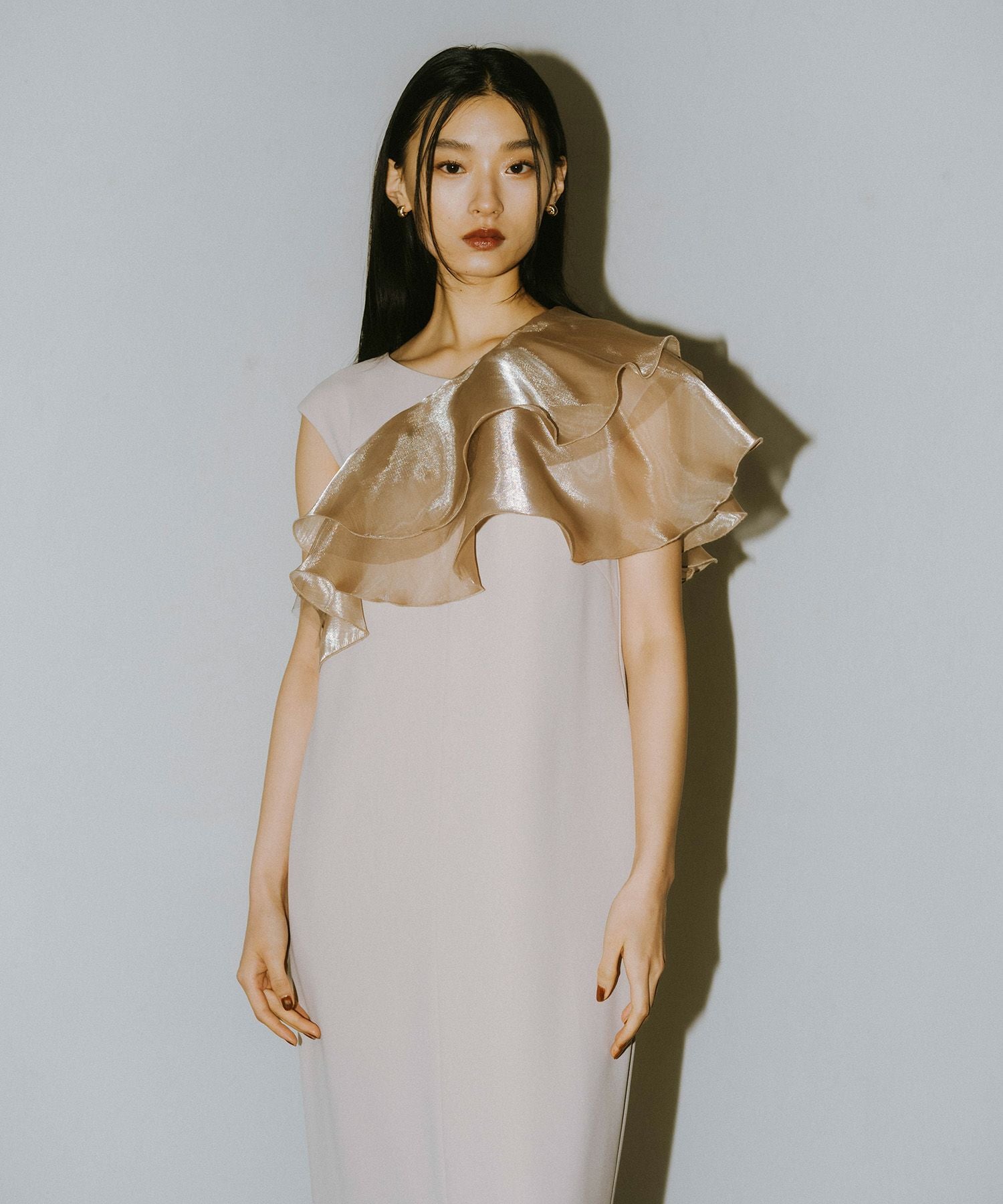 glossy multi ruffle dress | ANDRESD