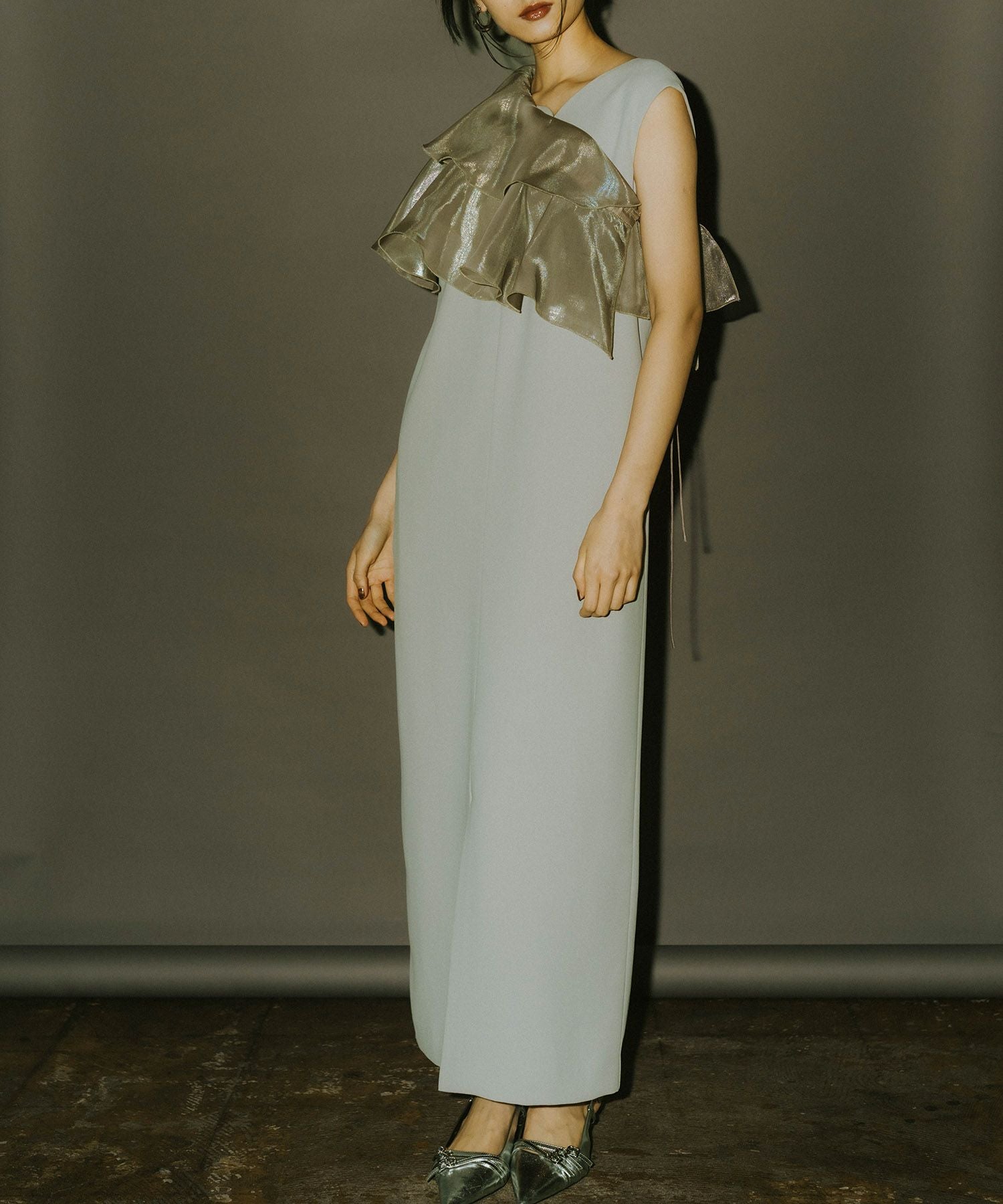 glossy multi ruffle dress | ANDRESD