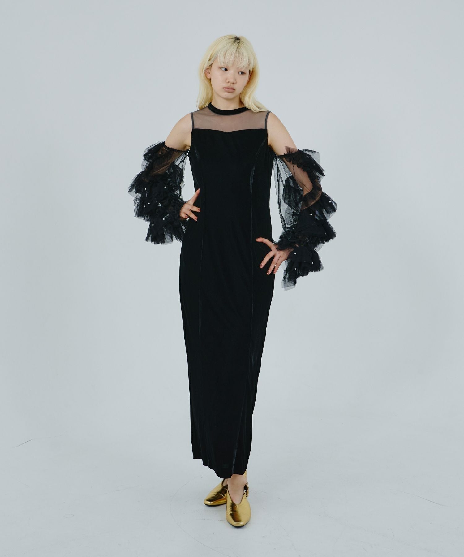 【美品】ANDRESD detached sleeve dress ブラック M detached sleeve dress | ANDRESD