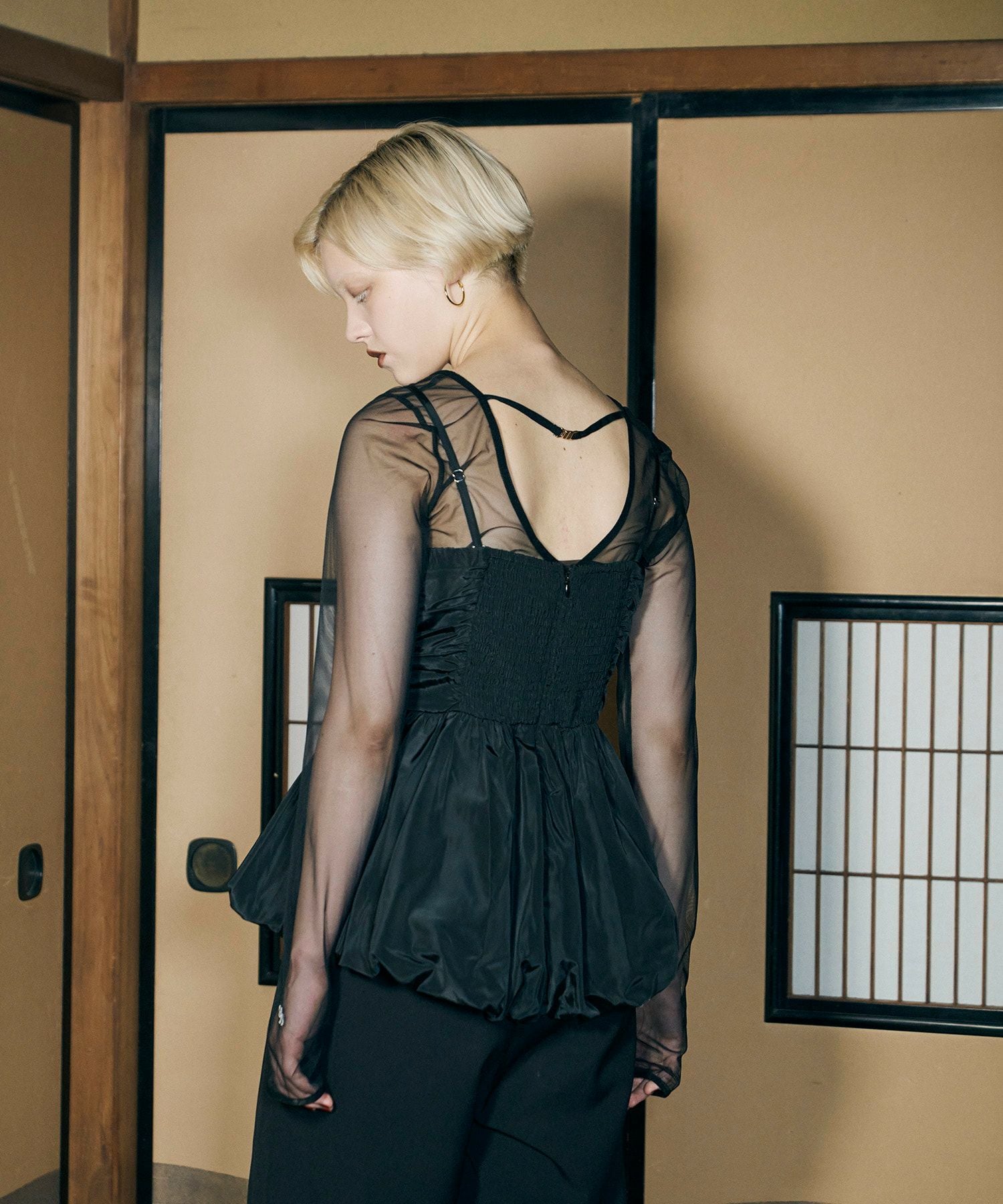 shirring gather setup dress | ANDRESD