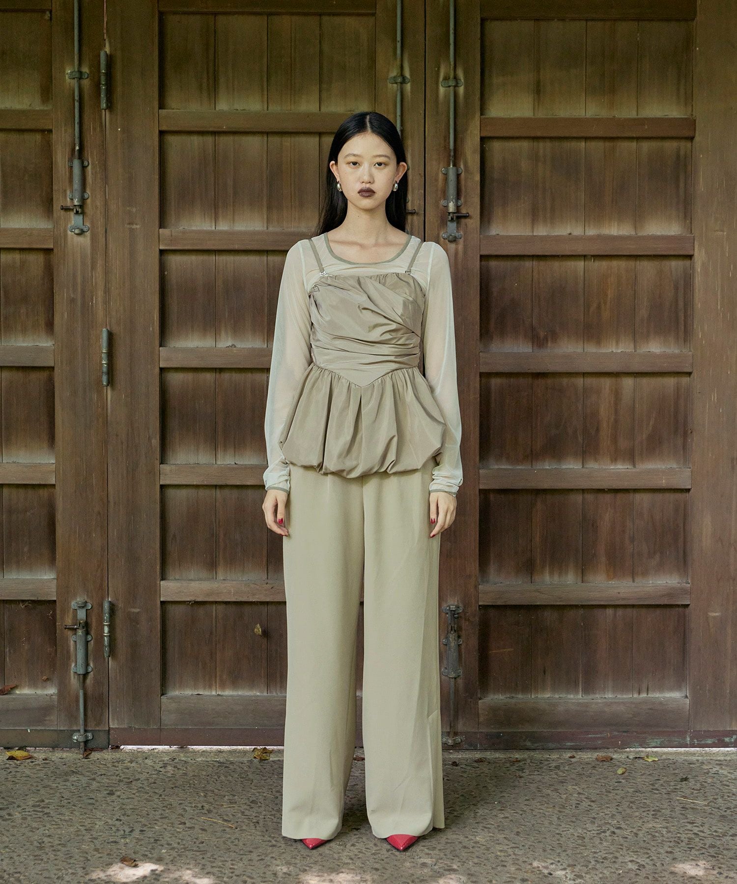 ANDRÉSD アンドレスド セットアップ ベージュ shirring gather setup dress | ANDRESD