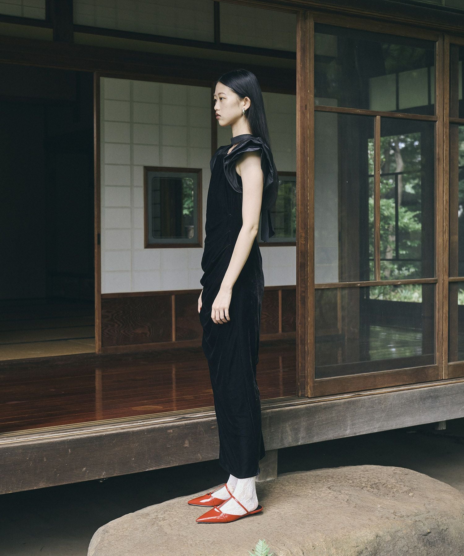 drape velour dress | ANDRESD