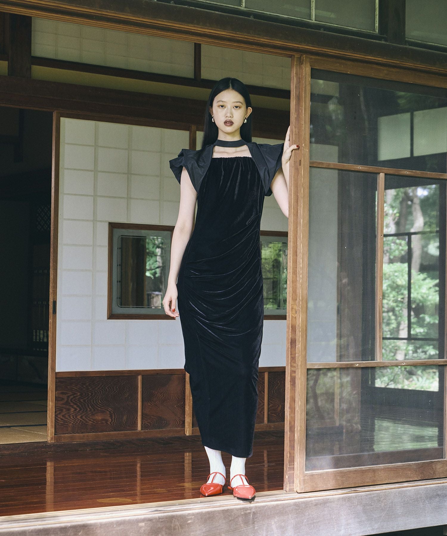 drape velour dress | ANDRESD