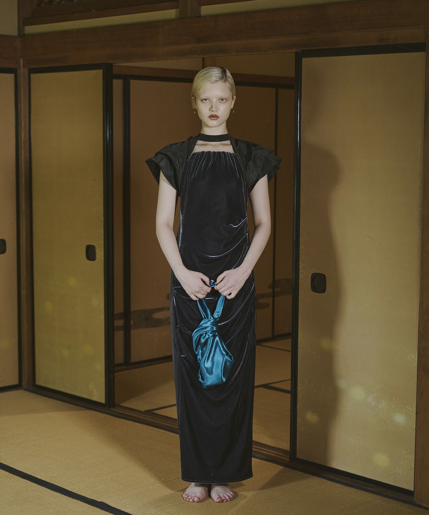 drape velour dress | ANDRESD