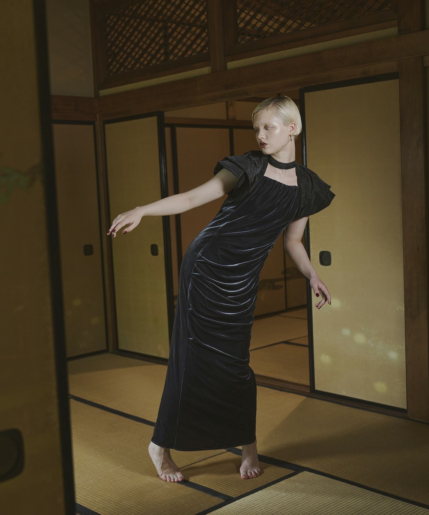 drape velour dress | ANDRESD
