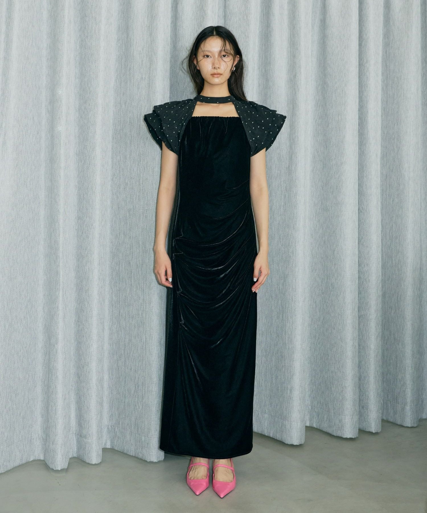 drape velour dress | ANDRESD