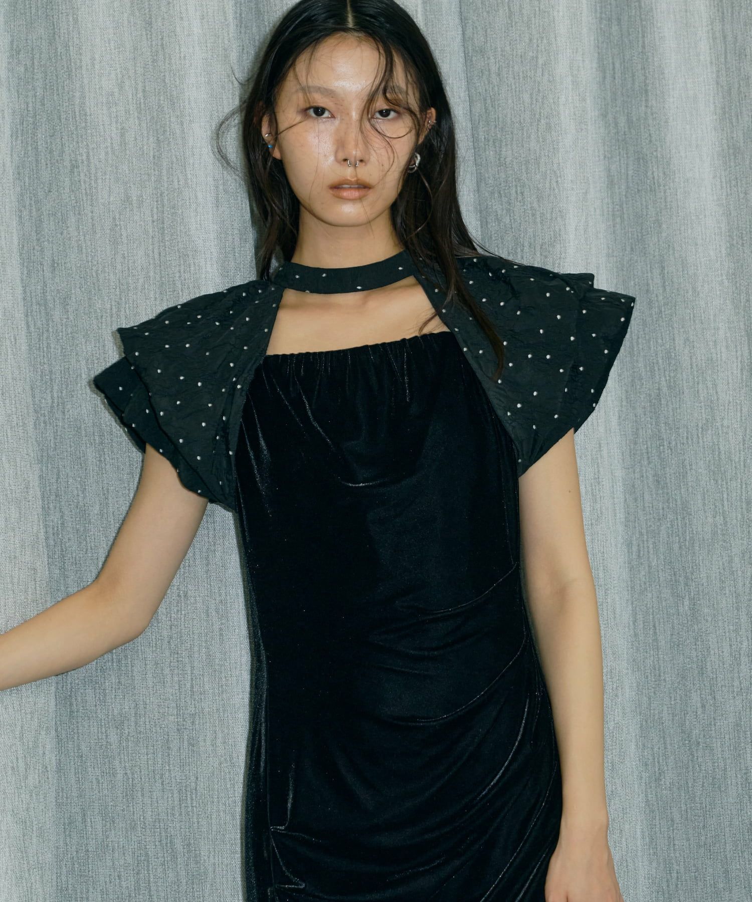 drape velour dress | ANDRESD