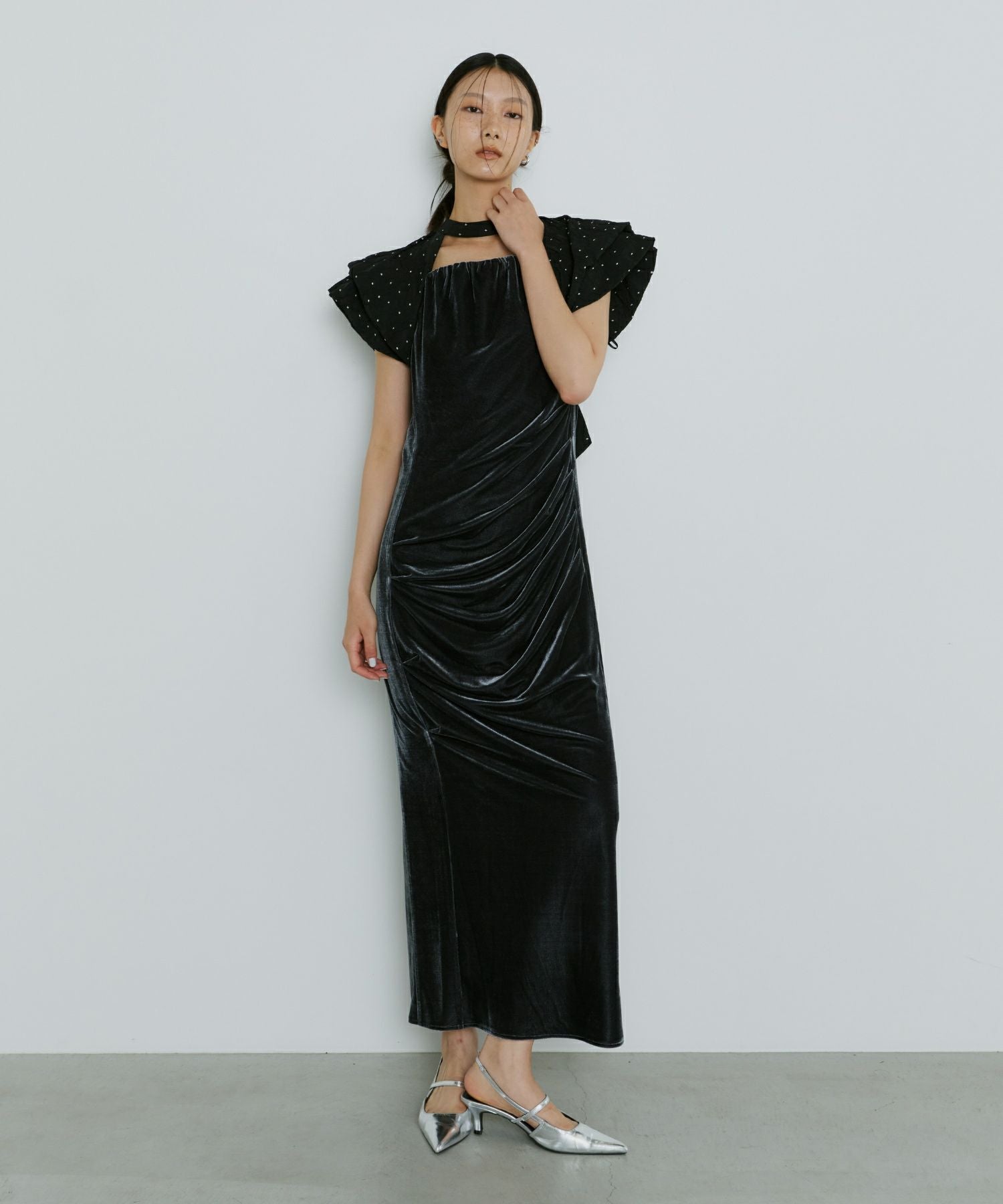 drape velour dress | ANDRESD