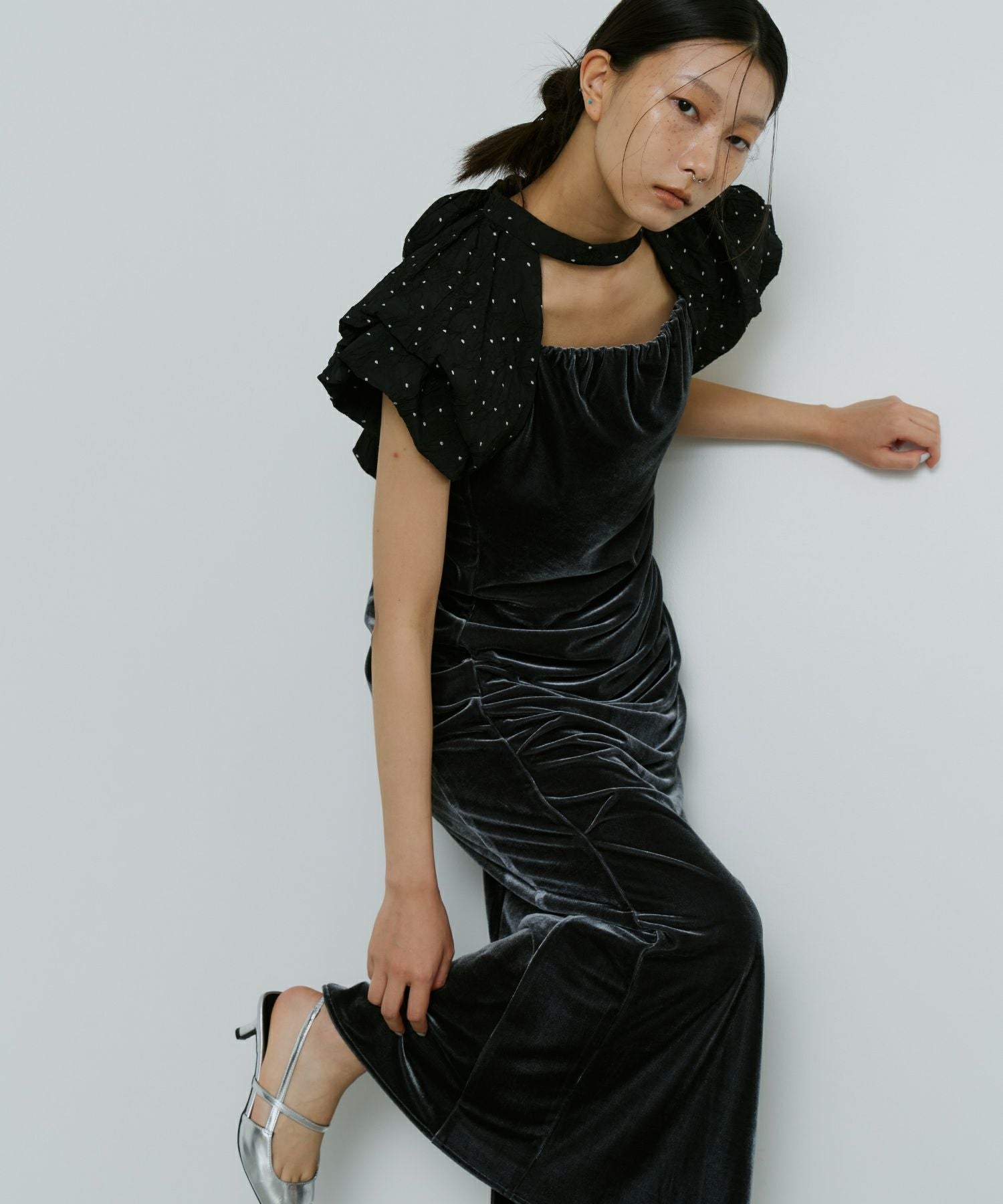 drape velour dress | ANDRESD