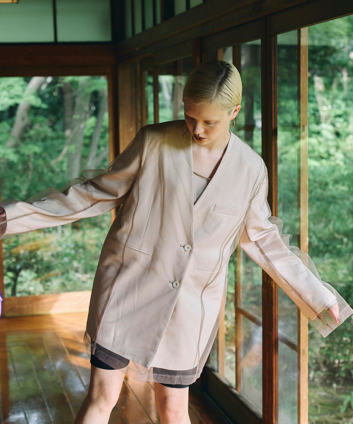 ジャケット・アウター tulle pattern sheer jacket andequal tulle pattern sheer jacket – andequal