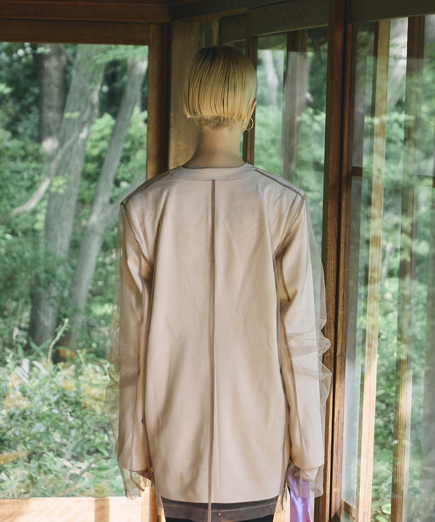 ANDRESD ベージュ　boxy layered tulle jacket boxy layered tulle jacket | ANDRESD