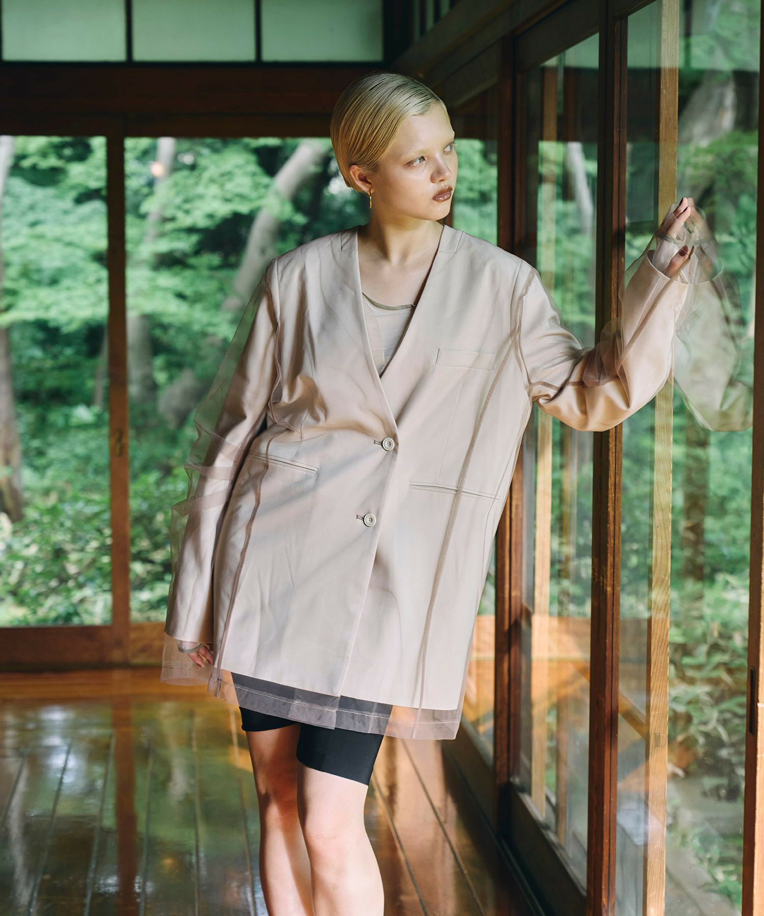 【ANDRESD】boxy layered tulle jacket boxy layered tulle jacket | ANDRESD