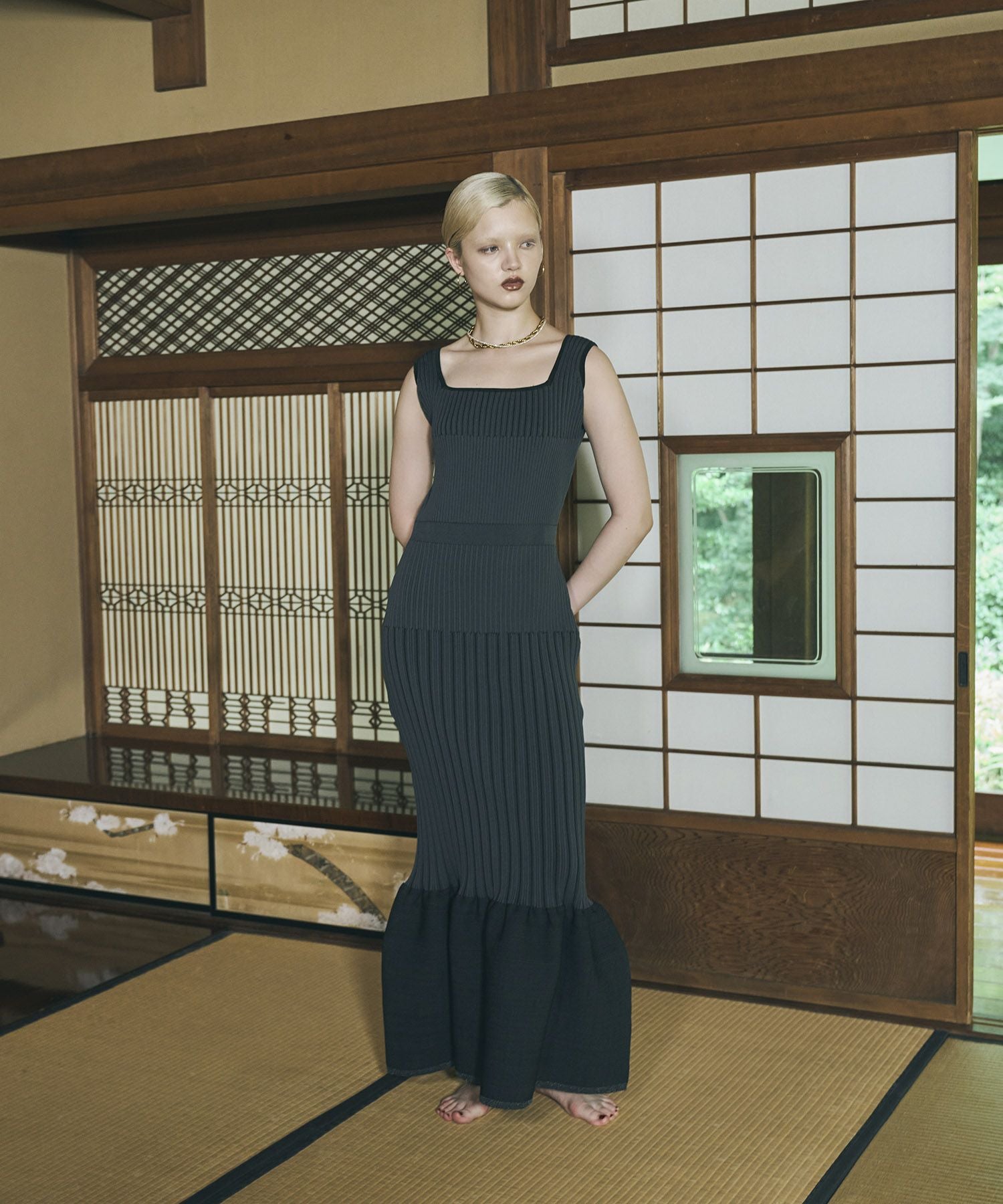 mermaid hem rib knit dress | ANDRESD