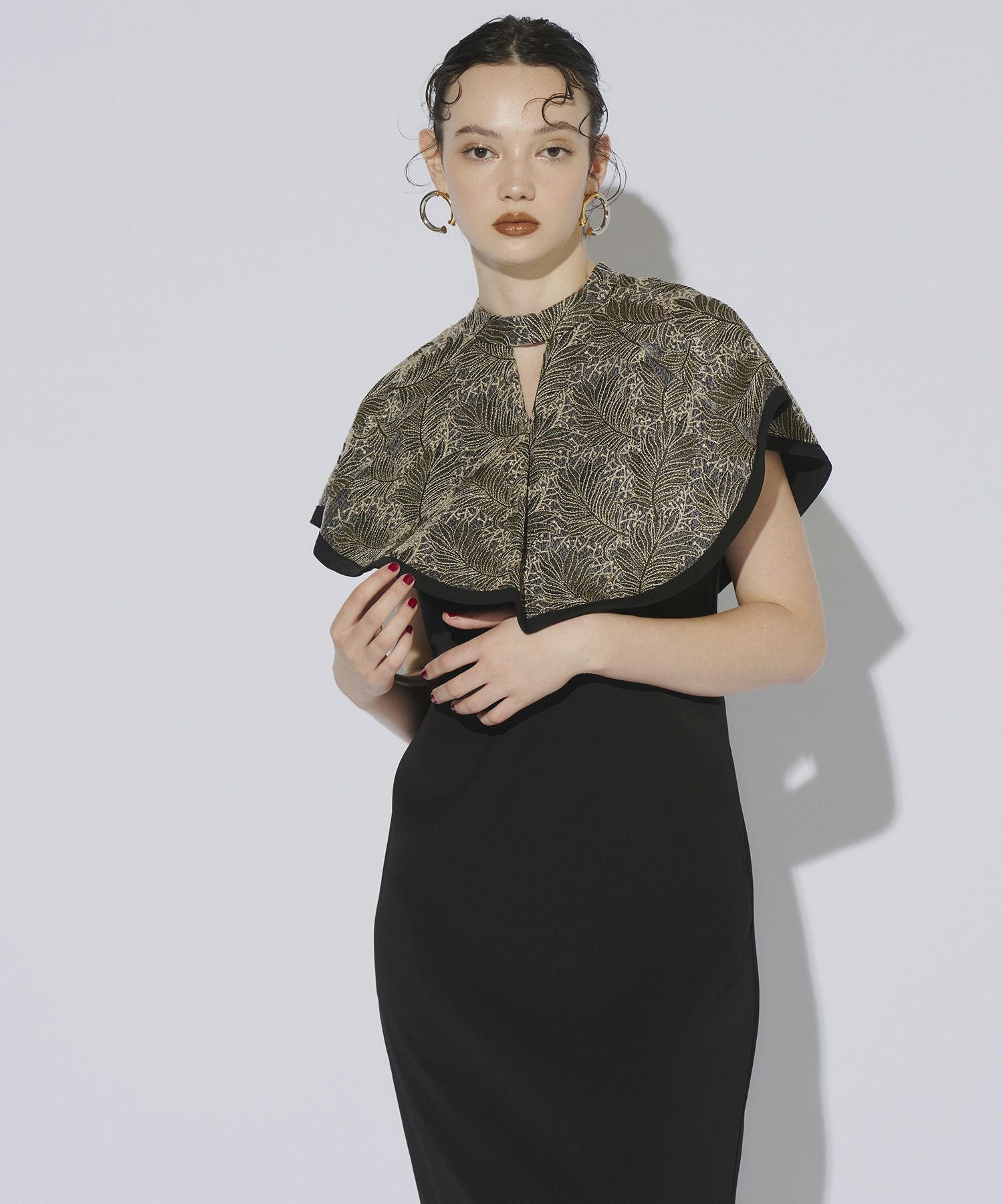 embroidery cape dress | ANDRESD