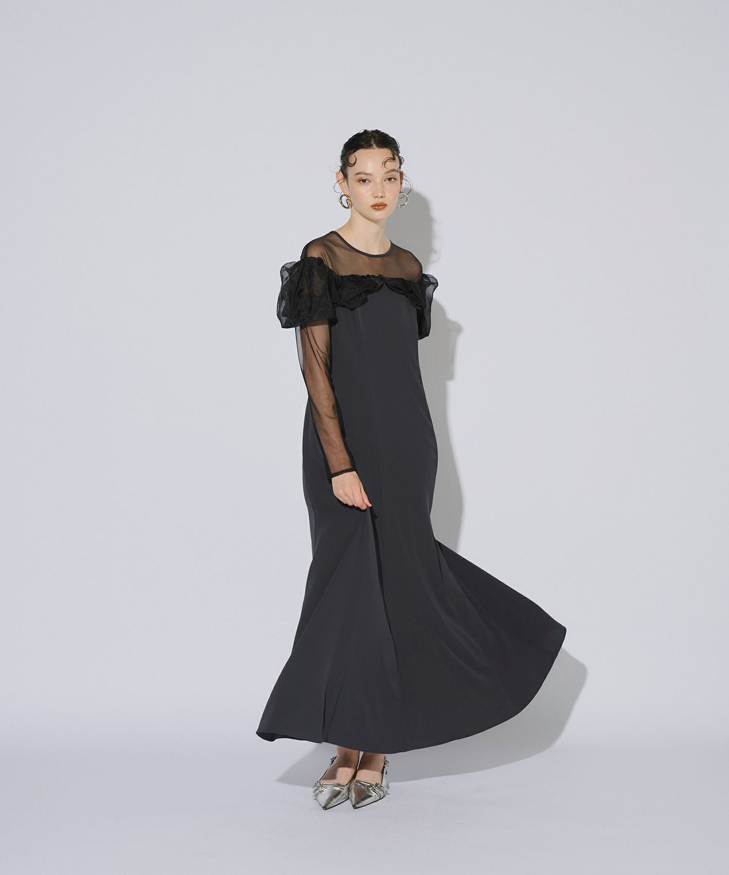 アンドレスド ダマスクギャザードレス 結婚式 お呼ばれ ドレス