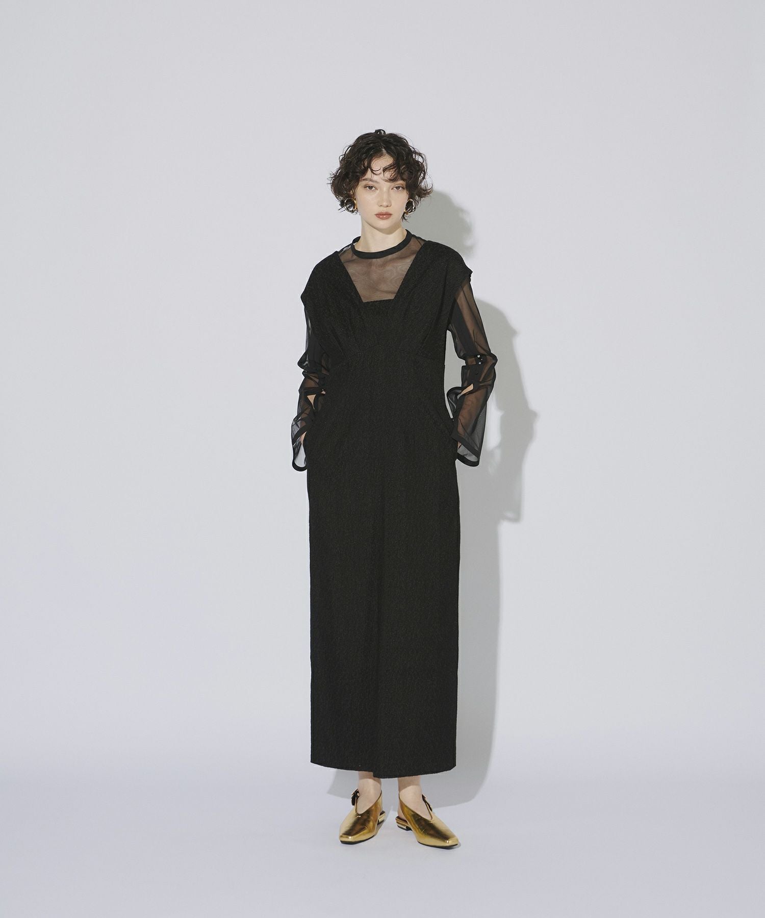 V line jacquard dress | ANDRESD