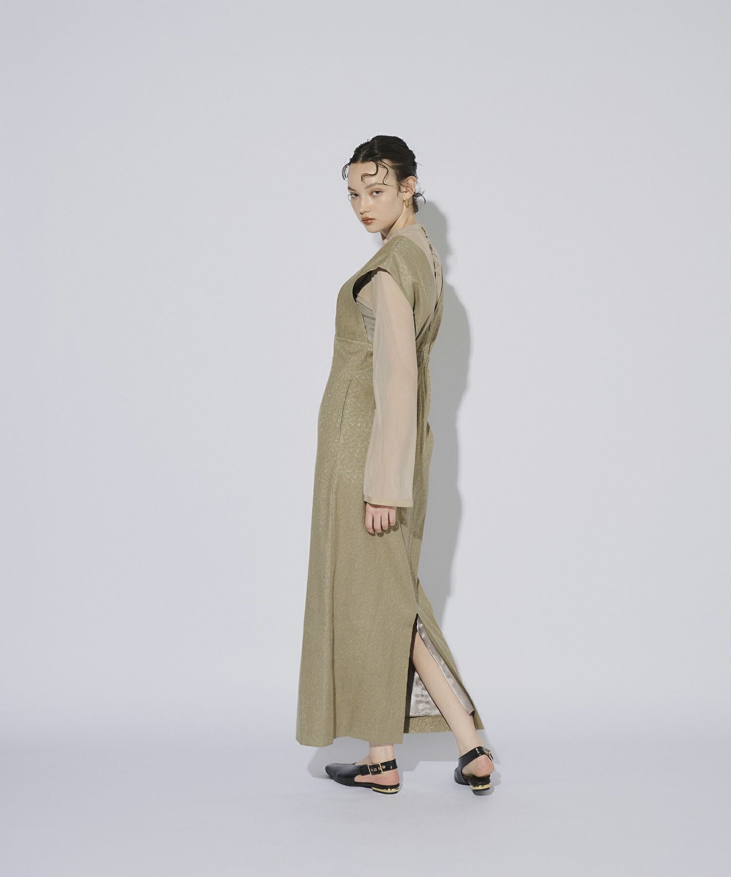 V line jacquard dress | ANDRESD