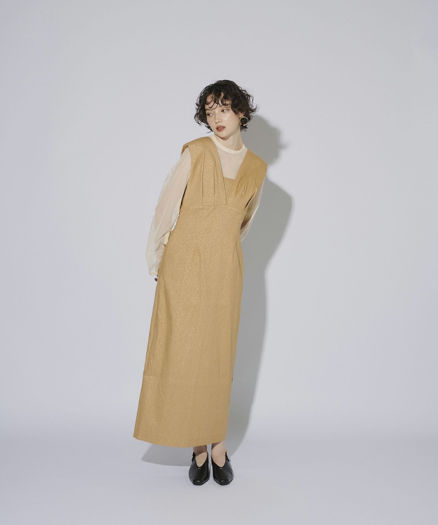 V line jacquard dress | ANDRESD