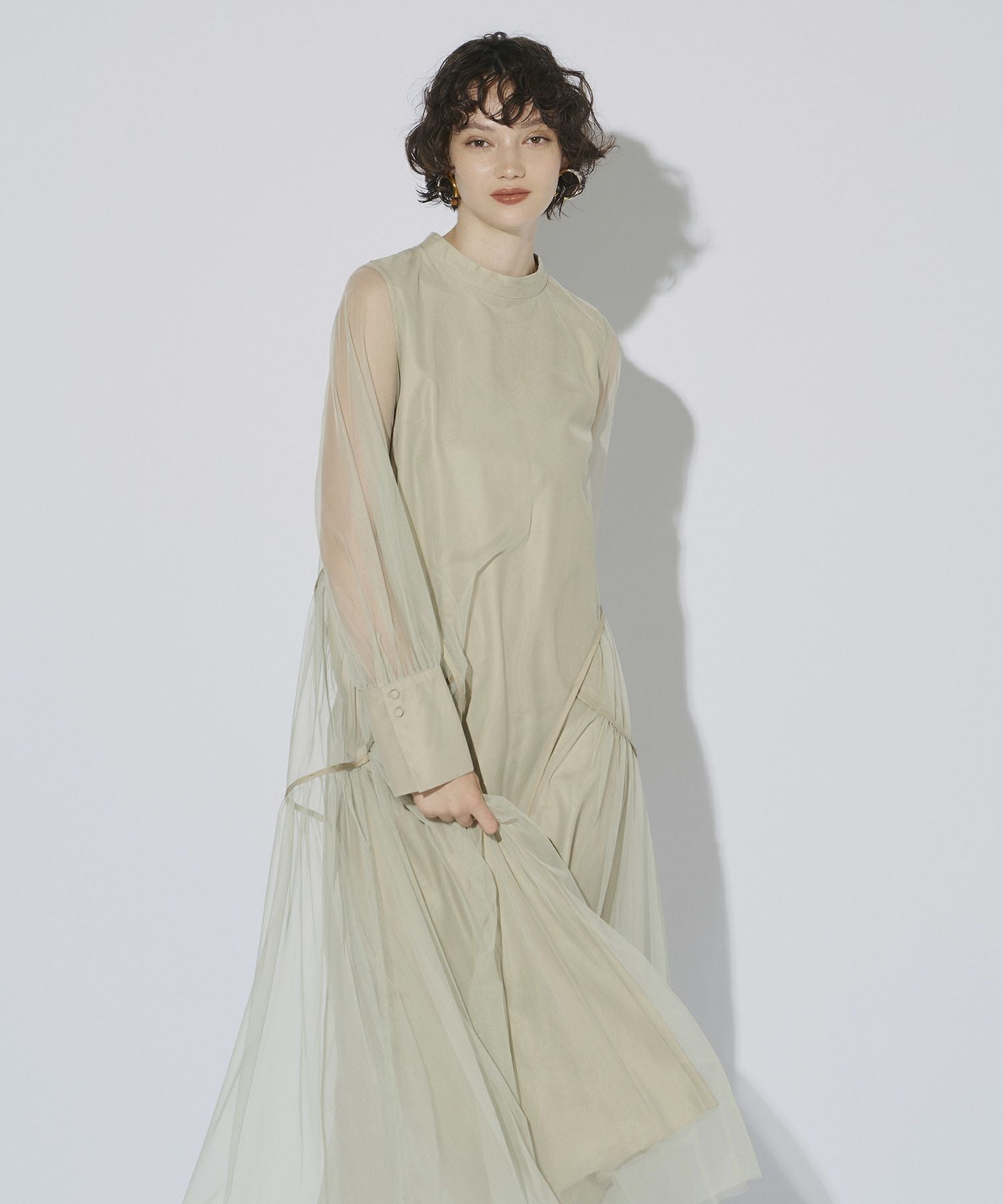 アンドレスド ダマスクギャザードレス 結婚式 お呼ばれ ドレス