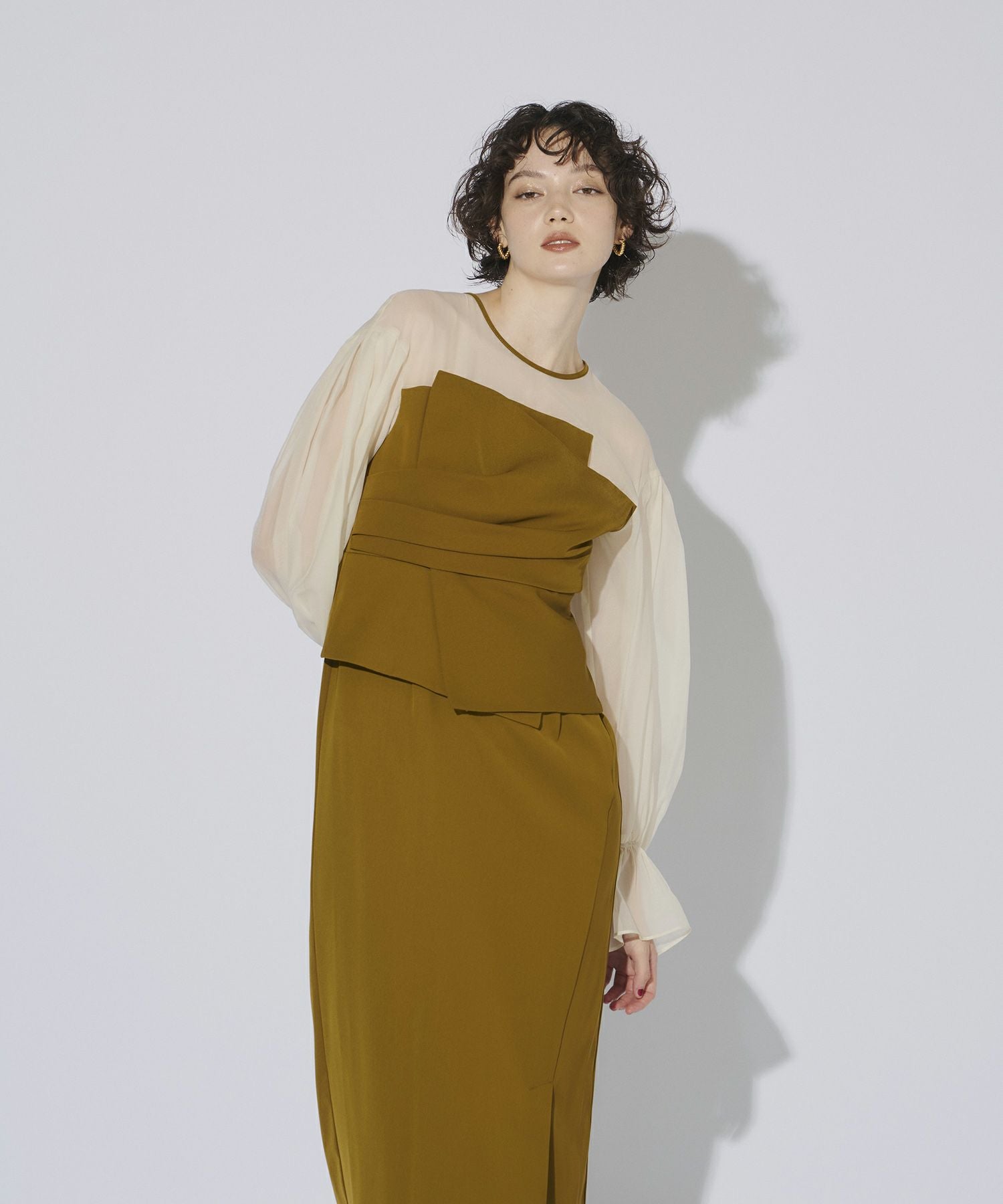 スーツ・フォーマル・ドレス ANDRESD draped bustier dress/smokebrown draped bustier dress | ANDRESD