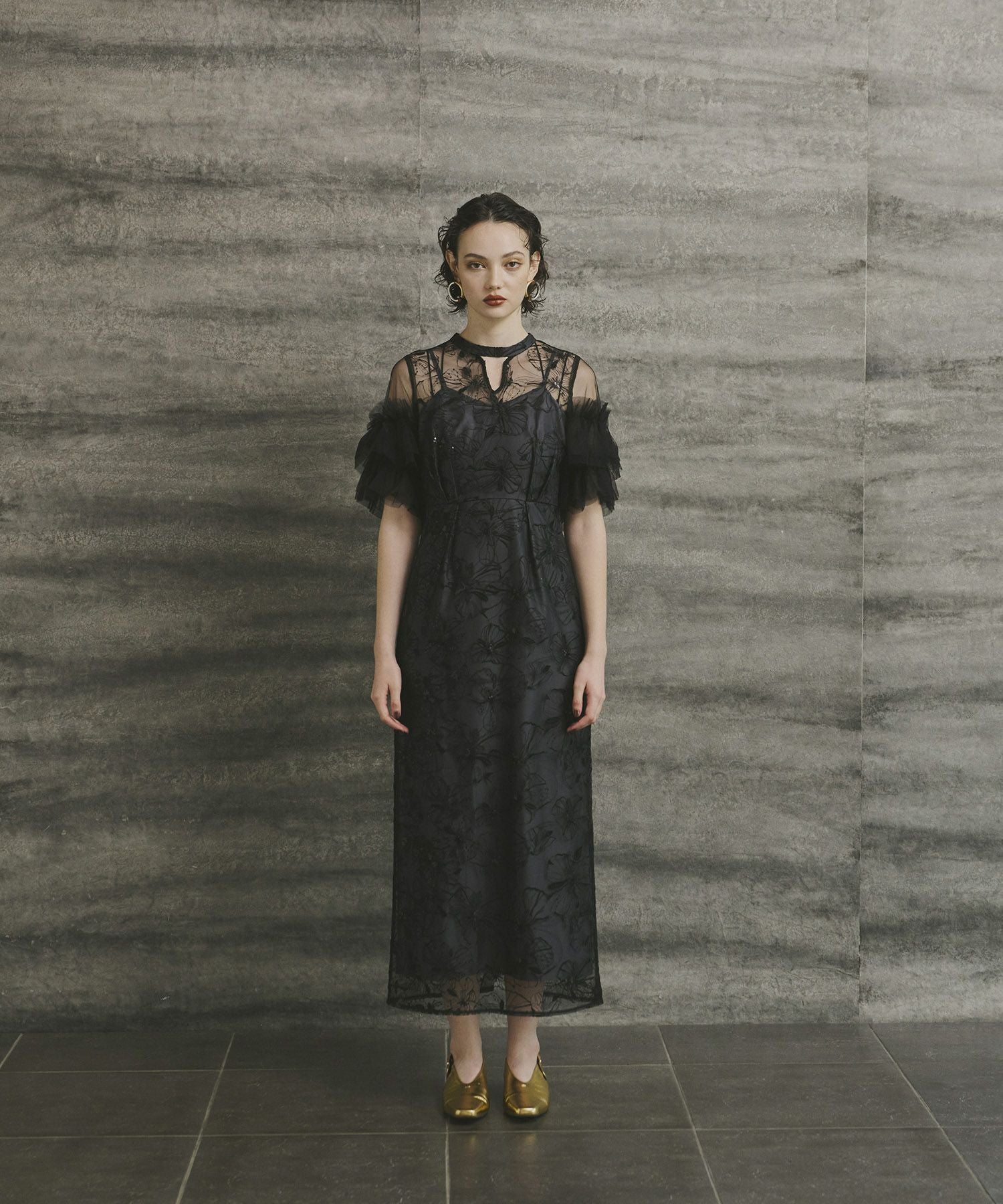 key neck embroidery dress | ANDRESD