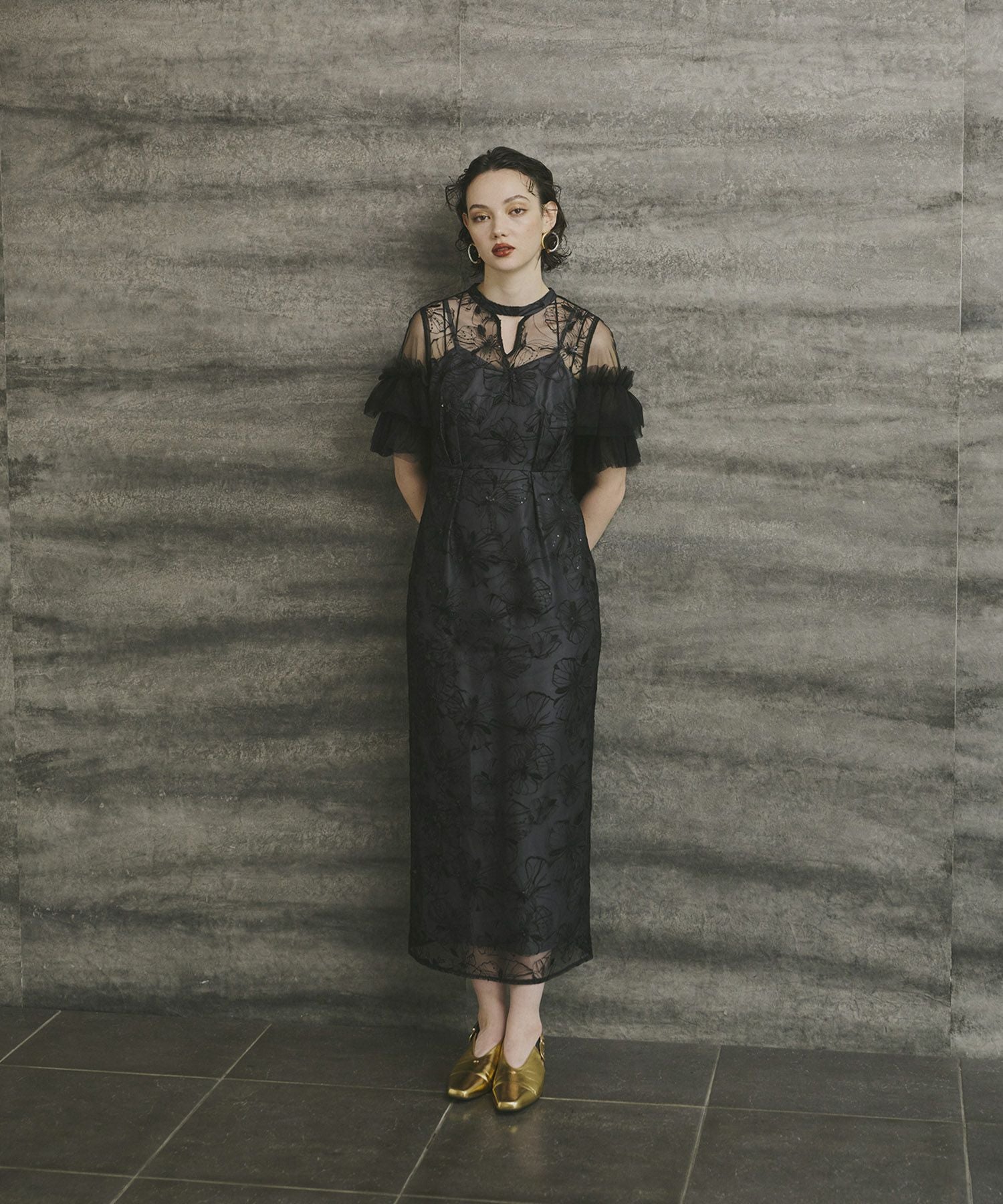 key neck embroidery dress | ANDRESD