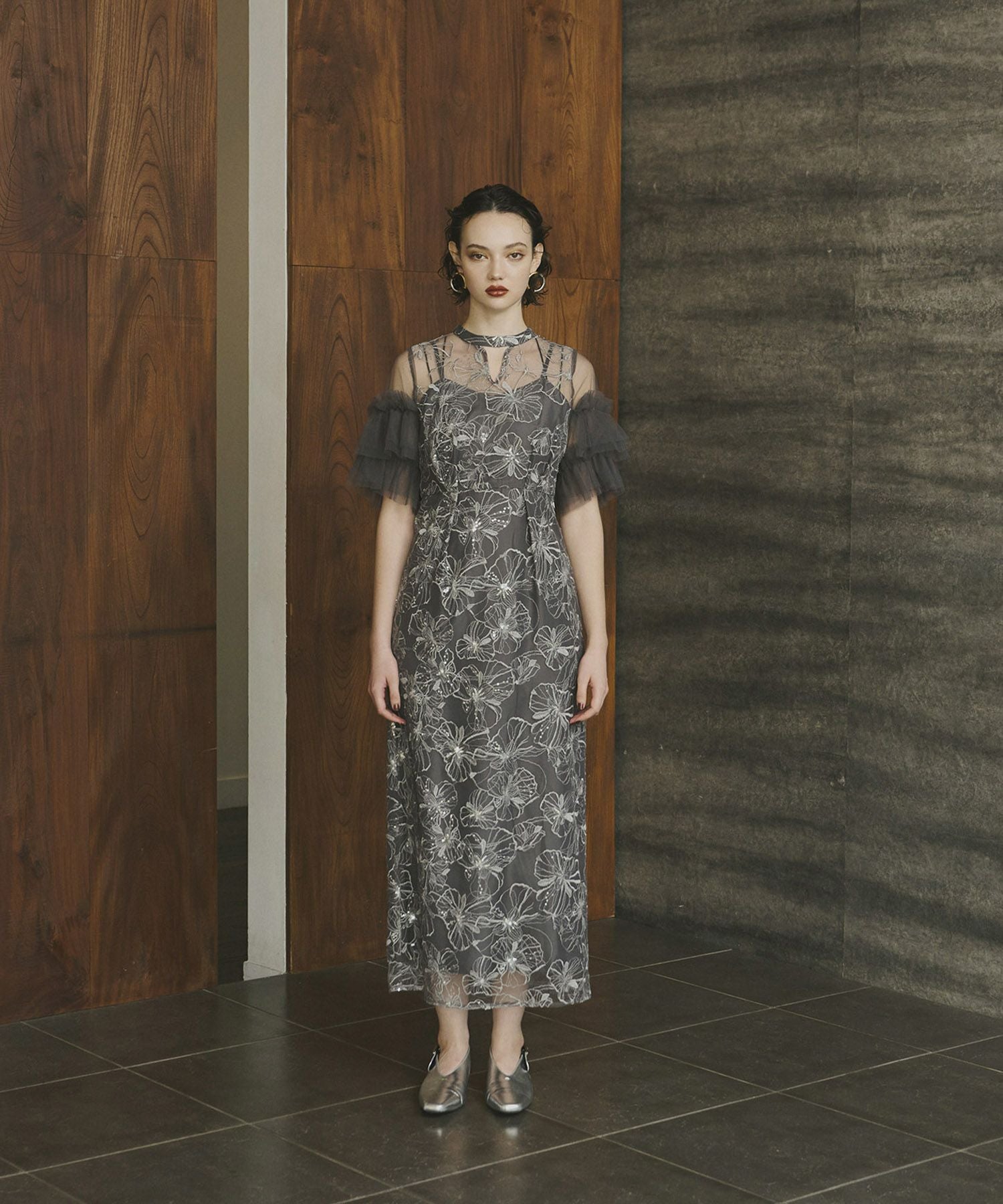 key neck embroidery dress | ANDRESD