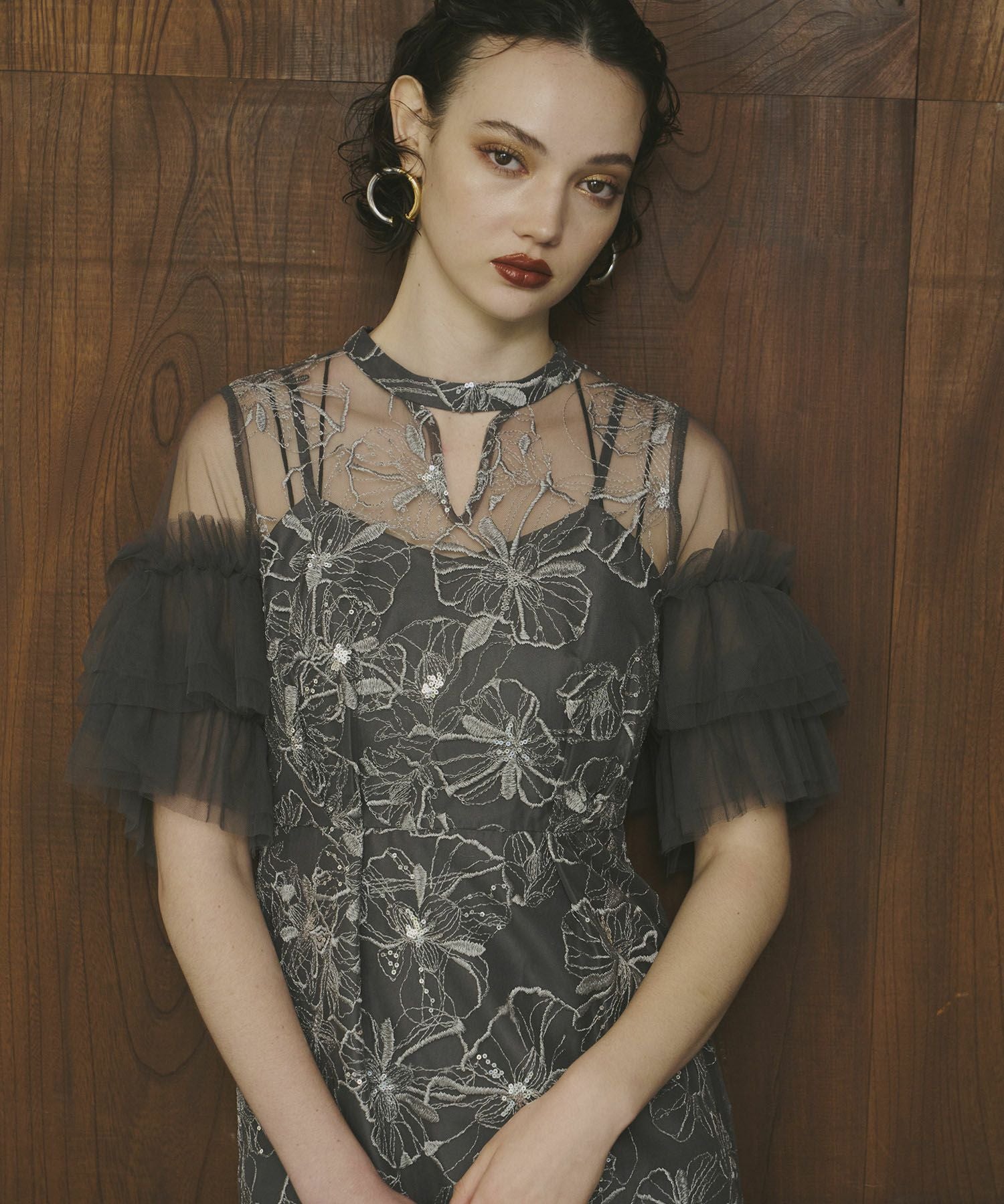 ［ANDRÉSD］ドレス　key neck embroidery dress key neck embroidery dress | ANDRESD