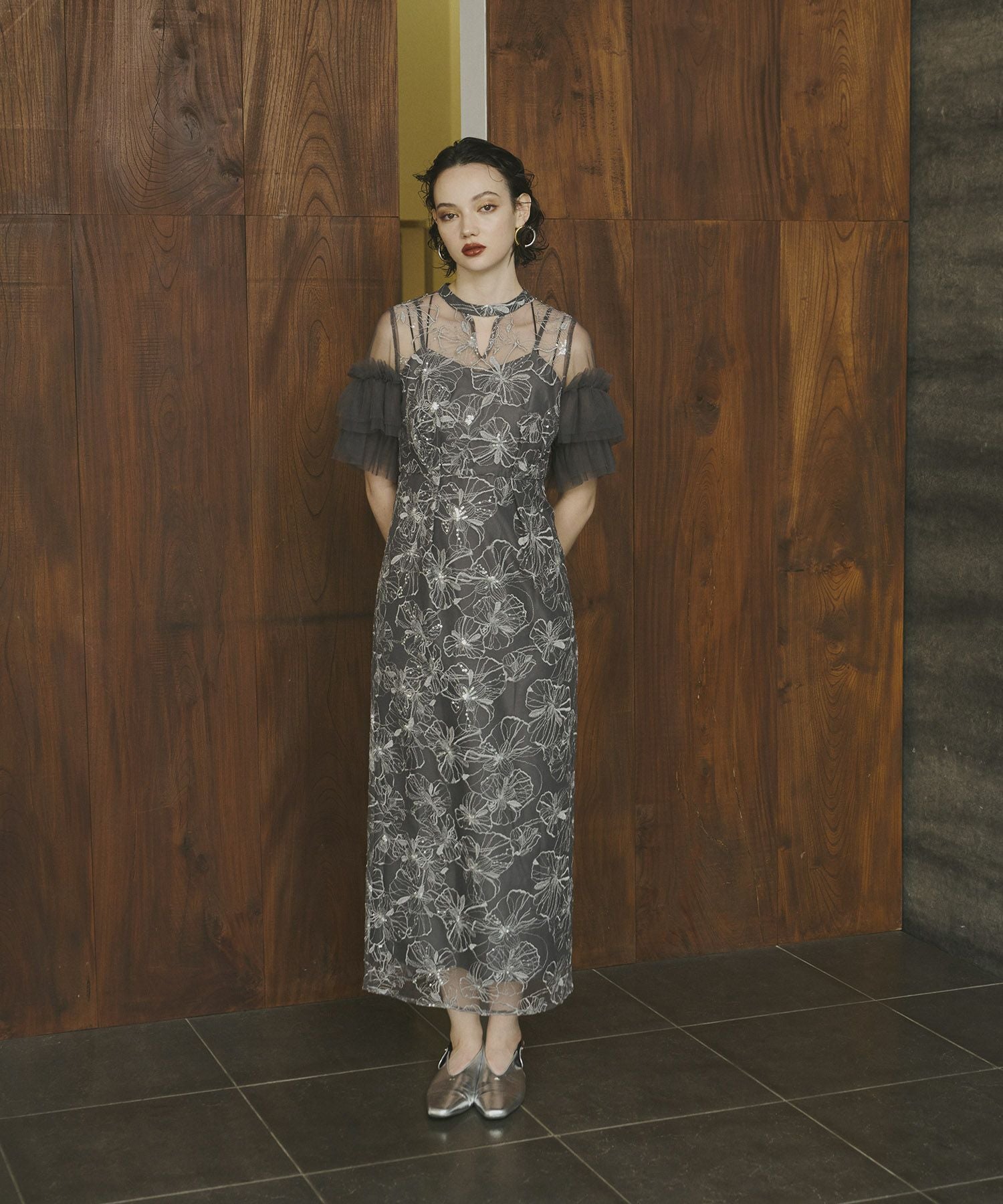 key neck embroidery dress | ANDRESD