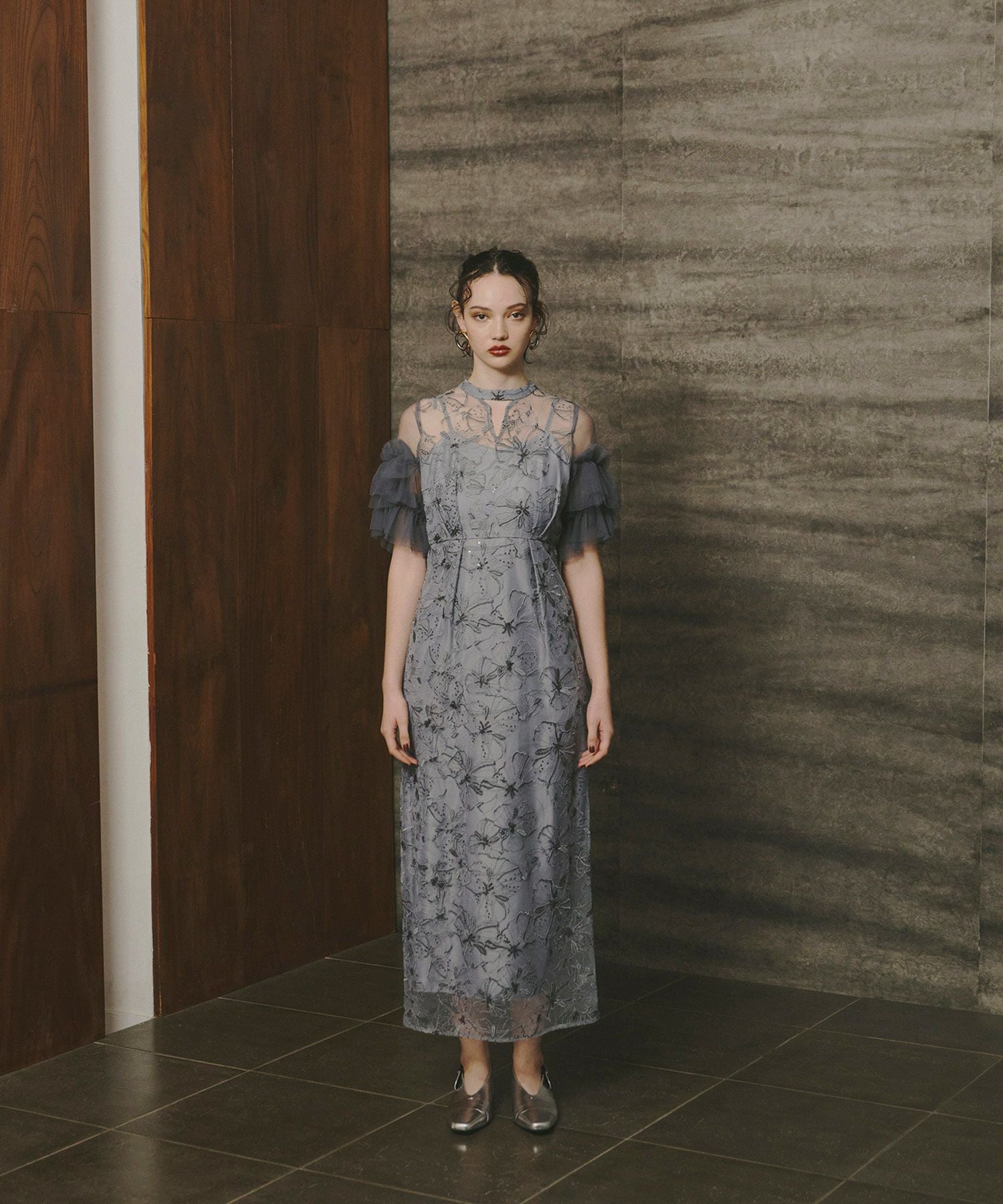 key neck embroidery dress | ANDRESD