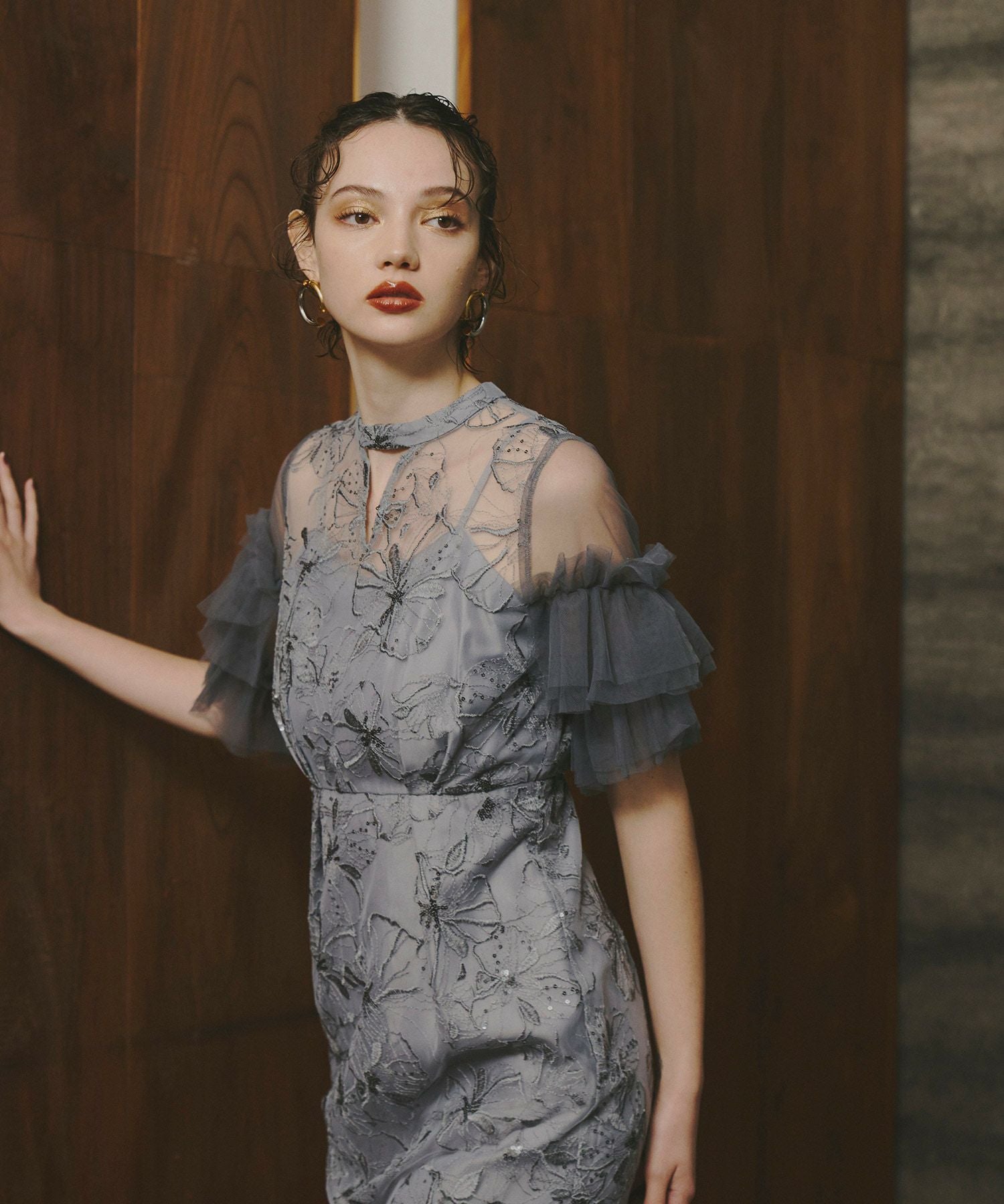 key neck embroidery dress | ANDRESD