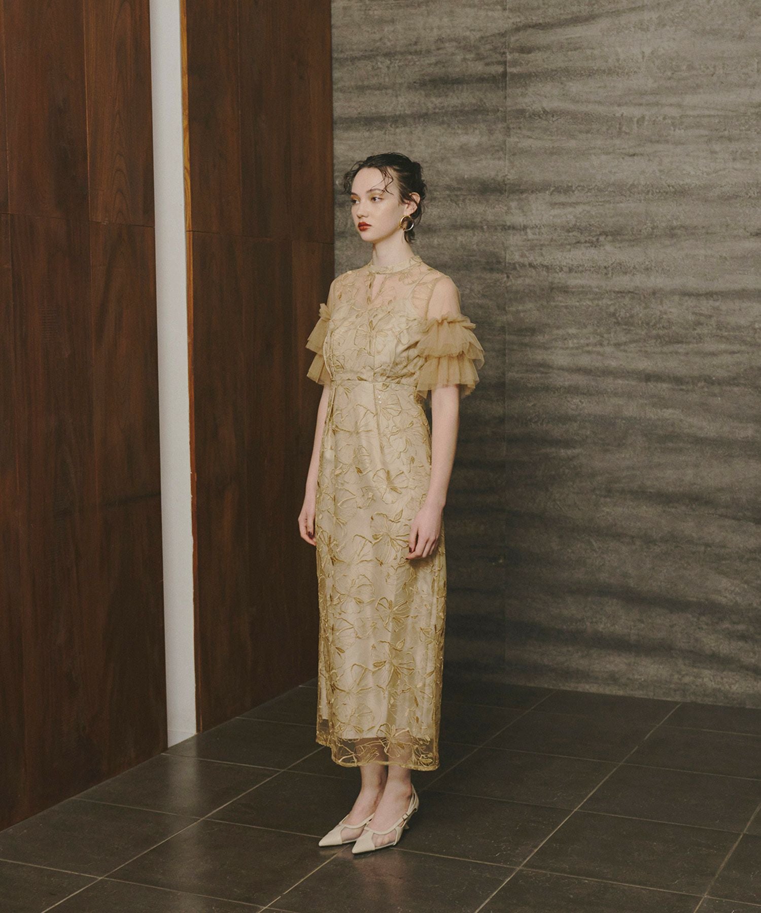 key neck embroidery dress | ANDRESD