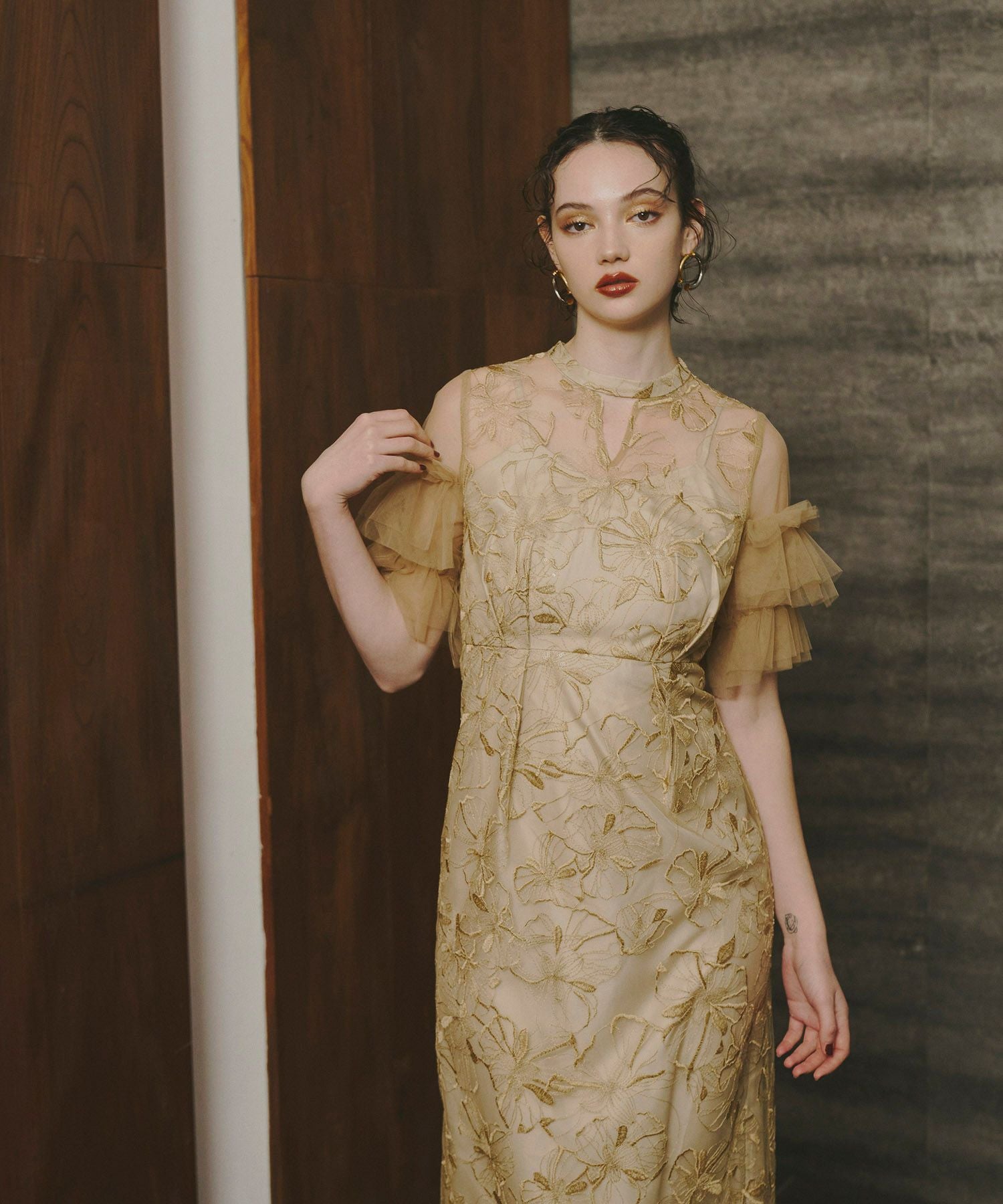 ANDRESD key neck embroidery dress Mサイズ key neck embroidery dress | ANDRESD