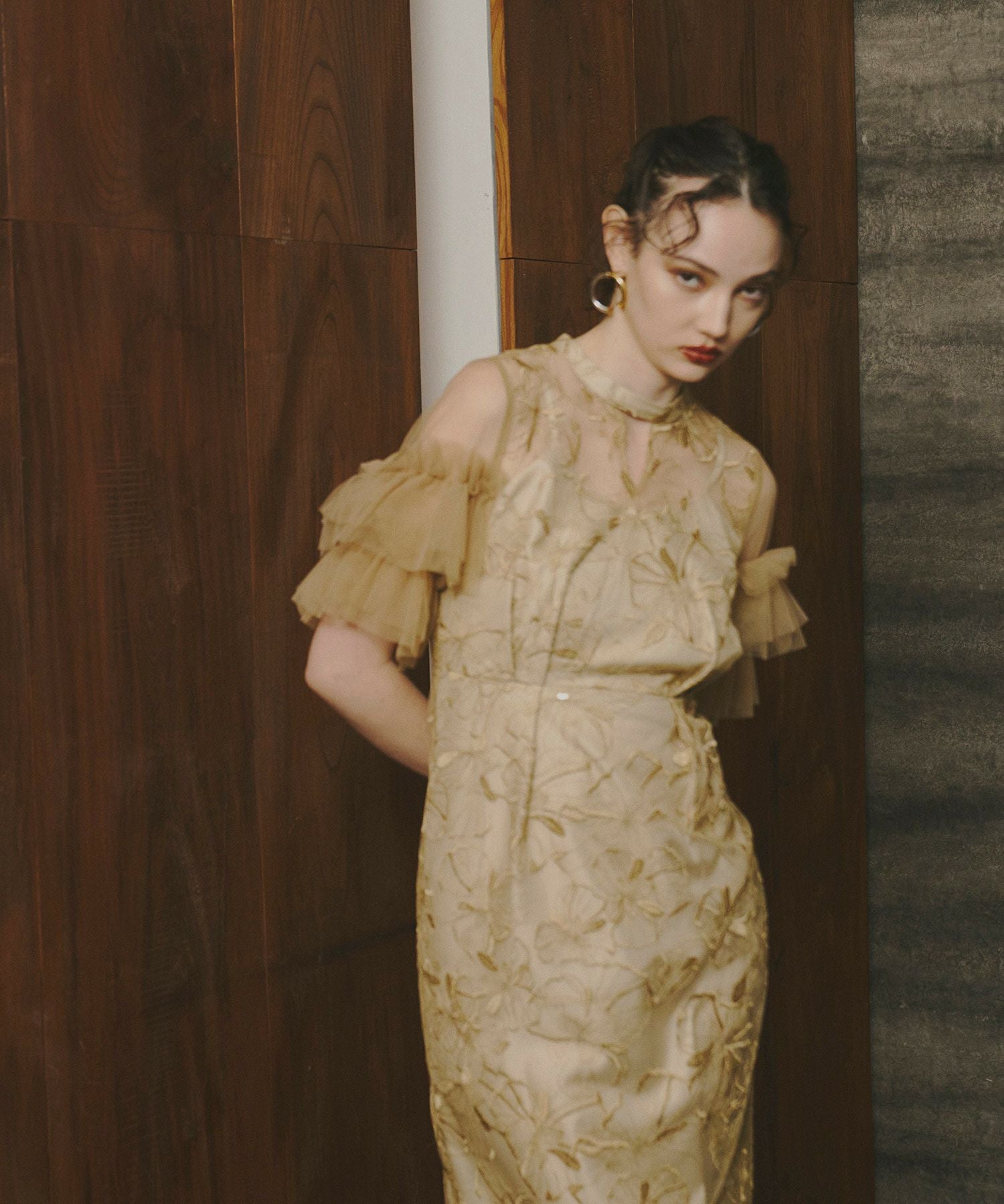 key neck embroidery dress | ANDRESD