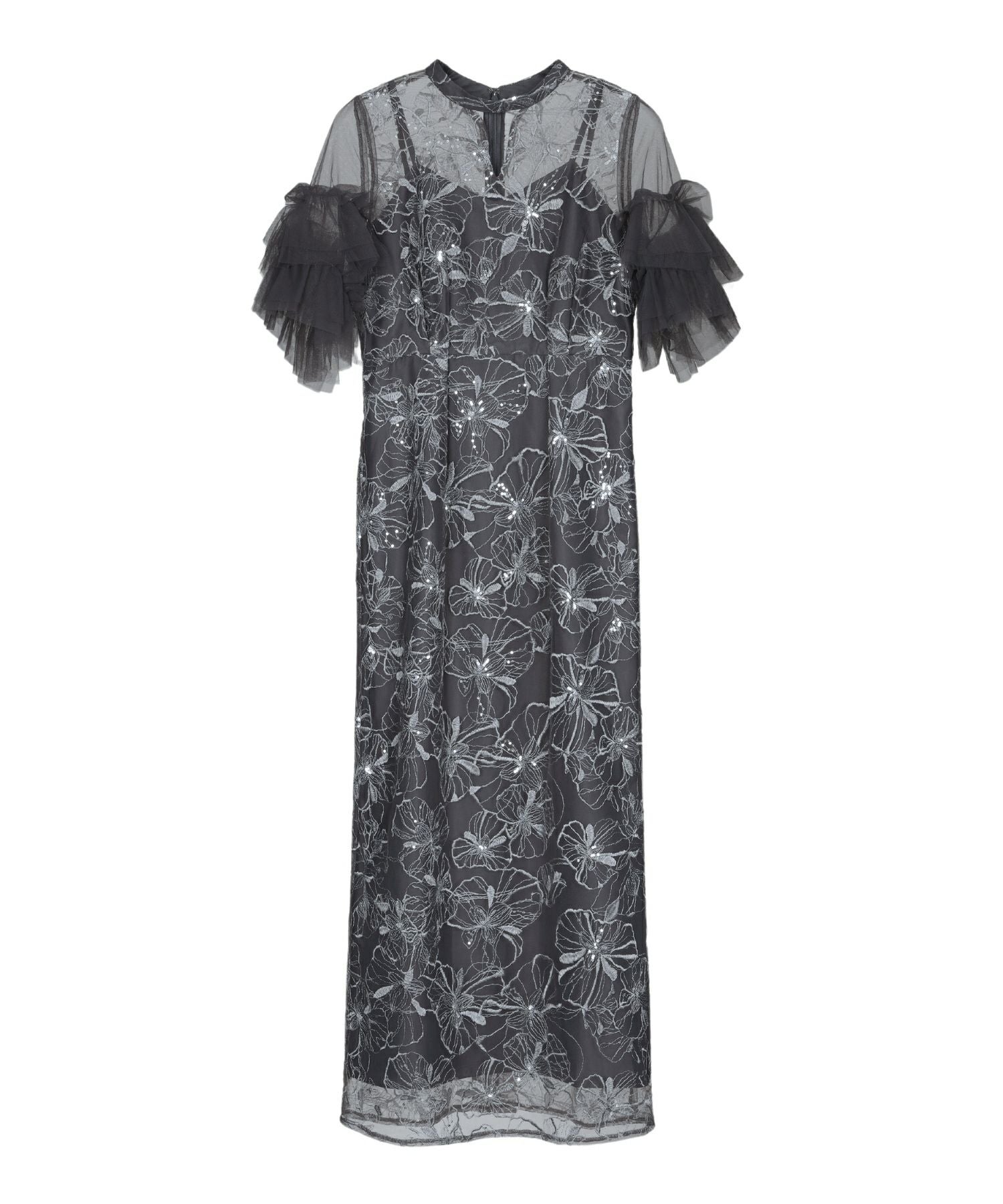 key neck embroidery dress | ANDRESD